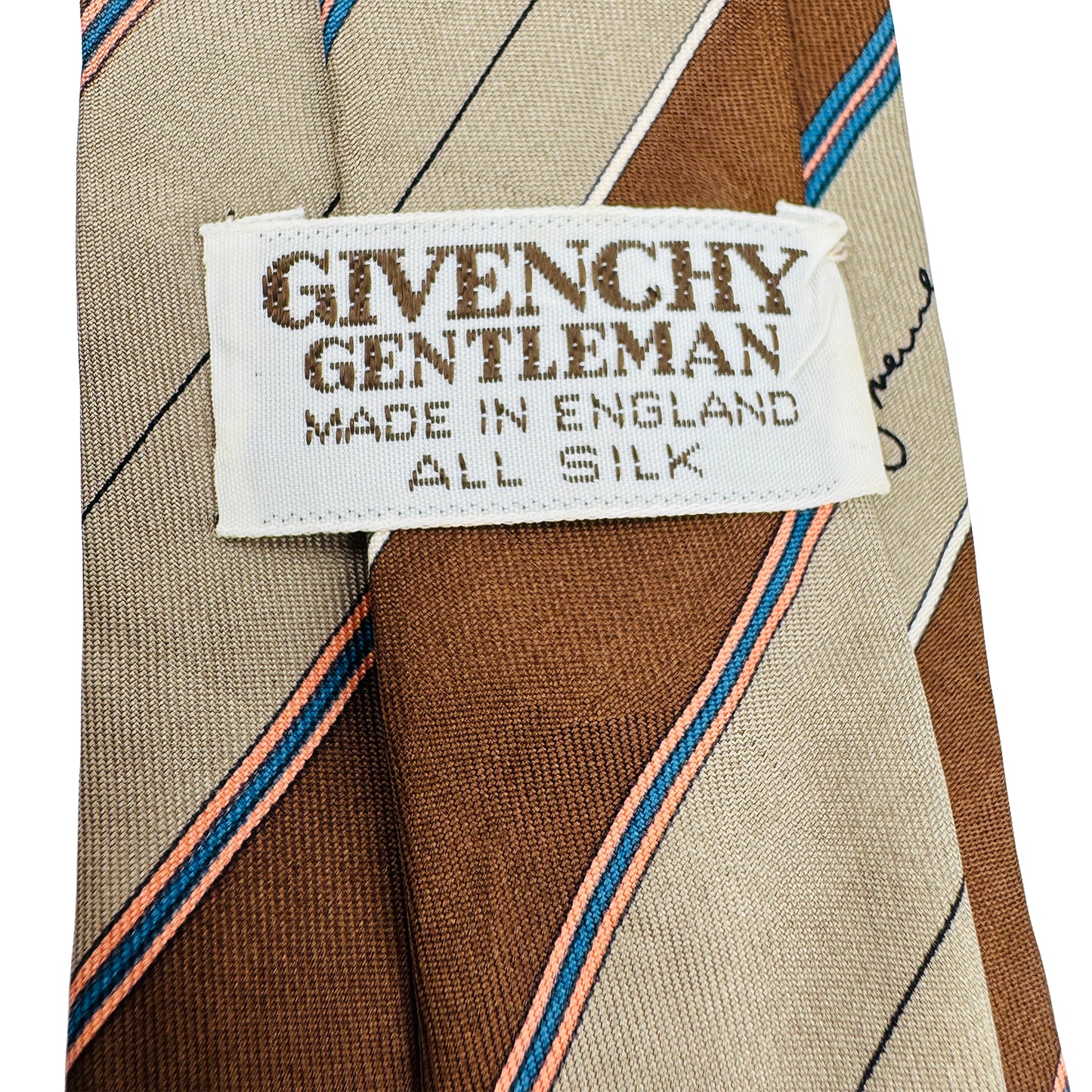 Givenchy Brown Beige 'Peach Stripes' Silk Tie (Size Regular)