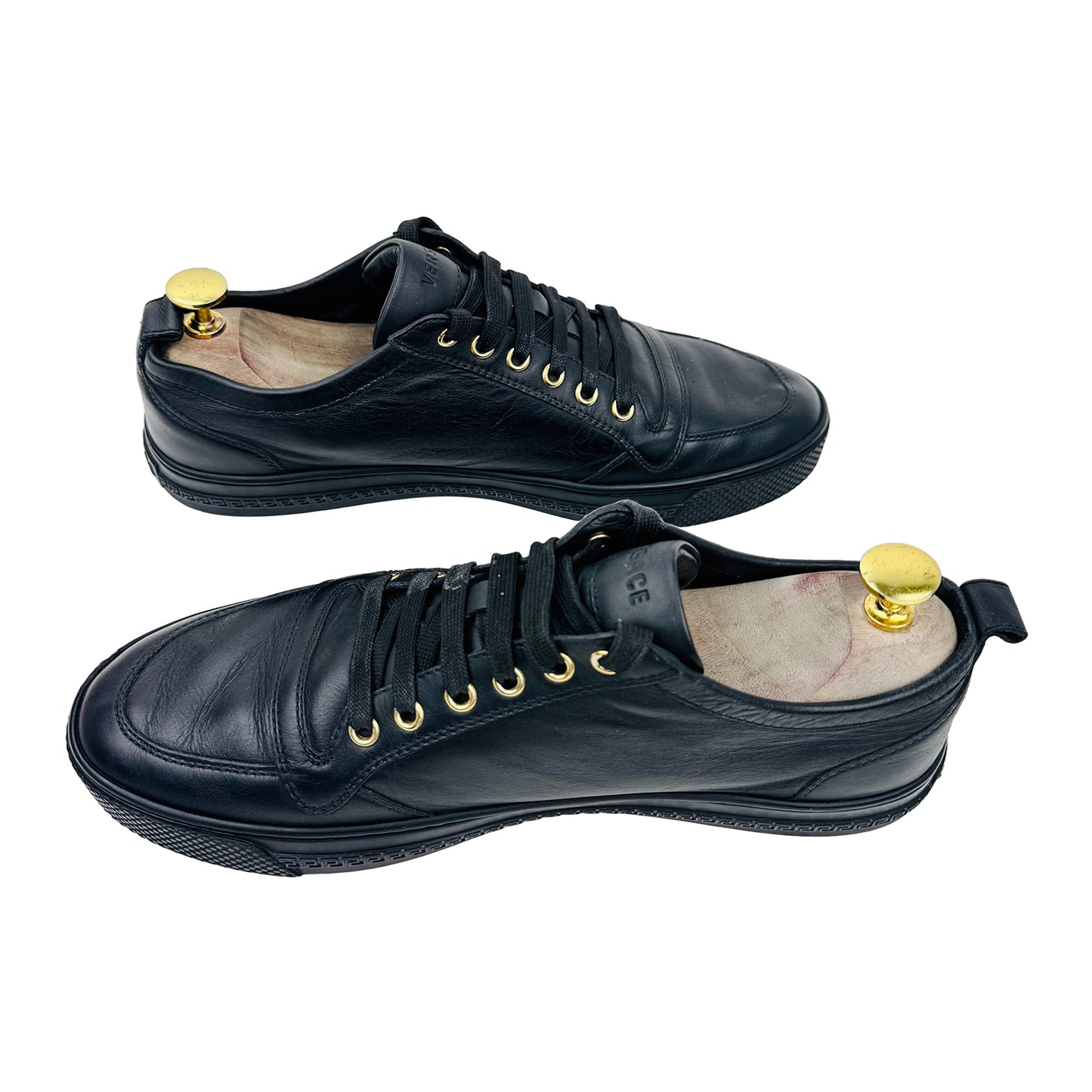 Cross Image of Versace Medusa Black Lace Up Sneaker Shoes (Size 42/42.5)