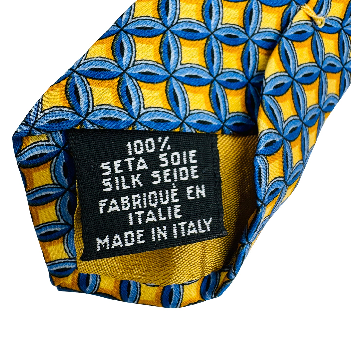 Yves Saint Laurent Yellow 'Geometric Pattern' Silk Tie (Size Regular)