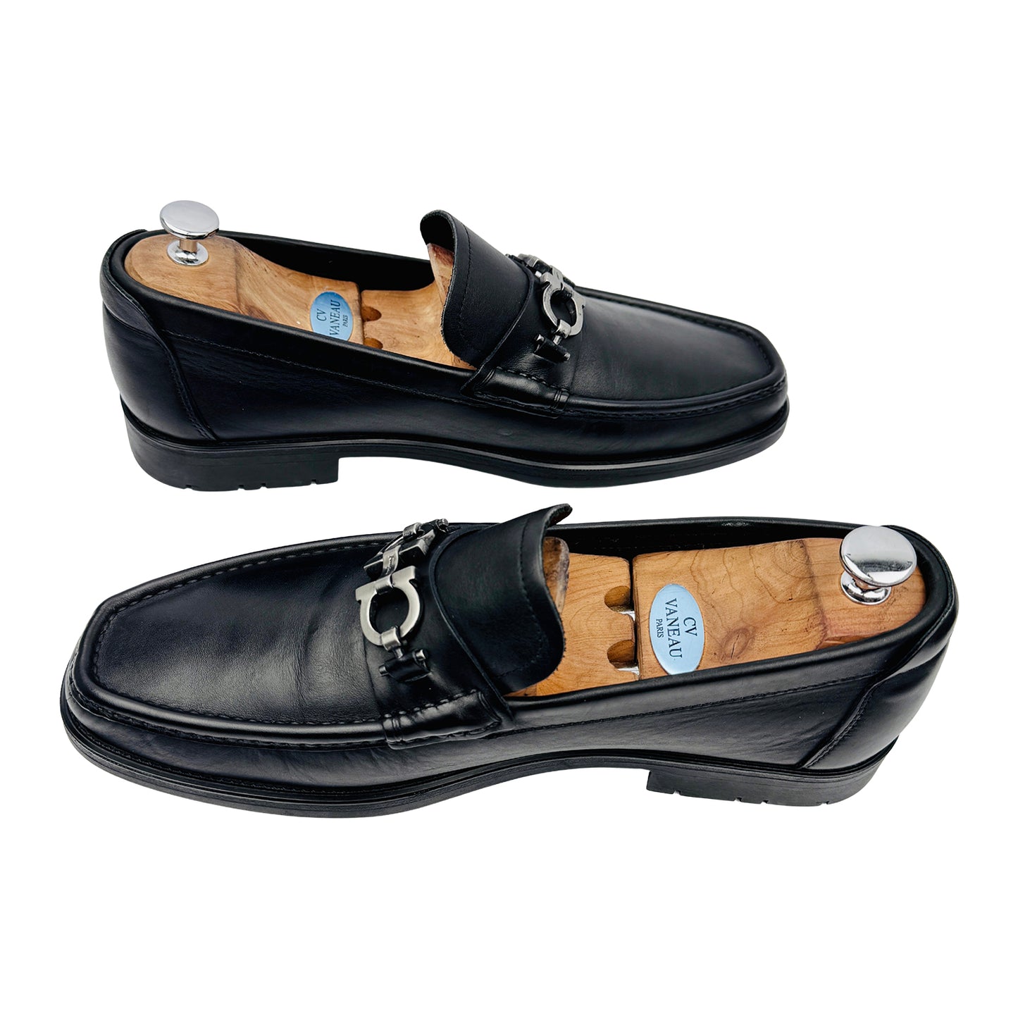 Salvatore Ferragamo Men's Gancini Ornament Black Loafers (Size 44/44.5)