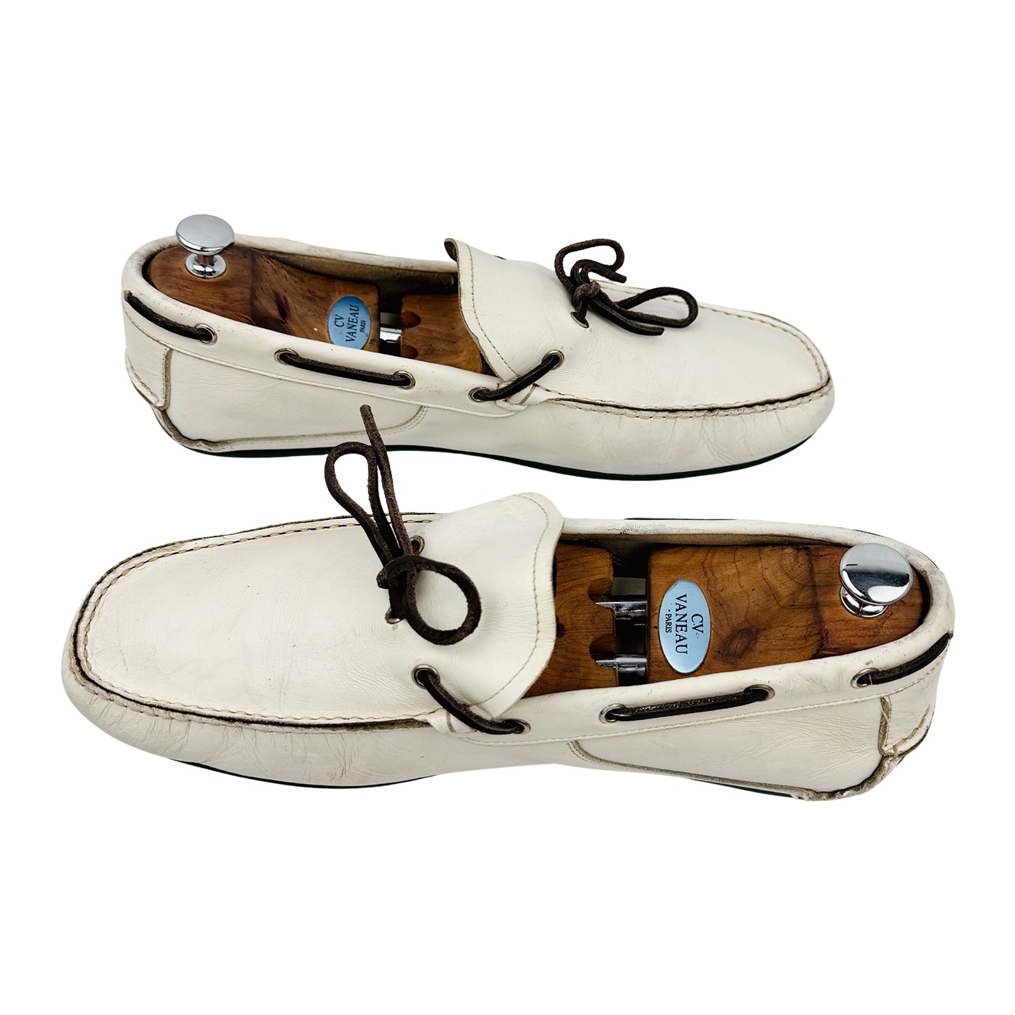 Salvatore Ferragamo Men's White Leather Loafers (Size 46/46.5)