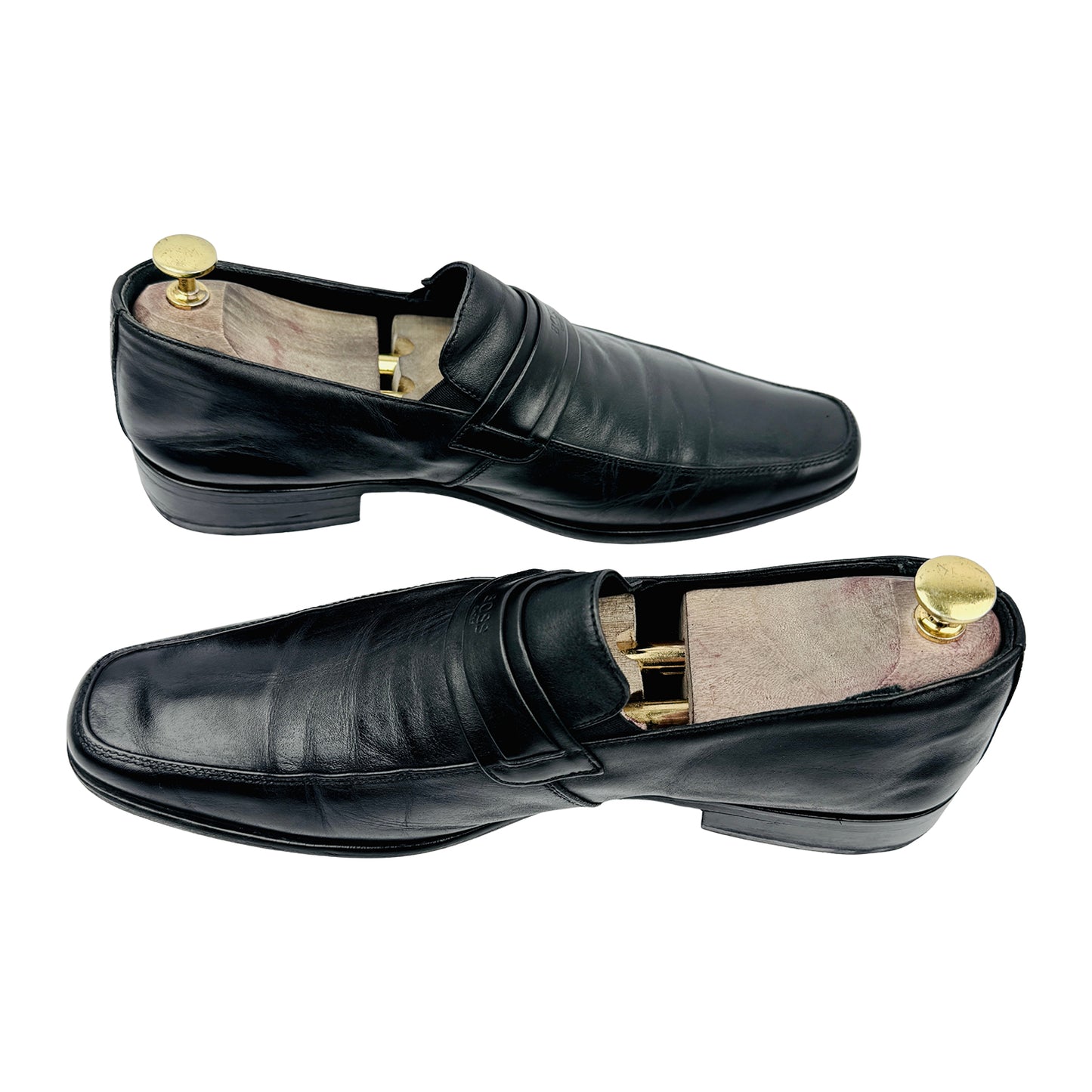 Hugo Boss Men's Black Leather Penny Heel Loafers (Size 42.5)