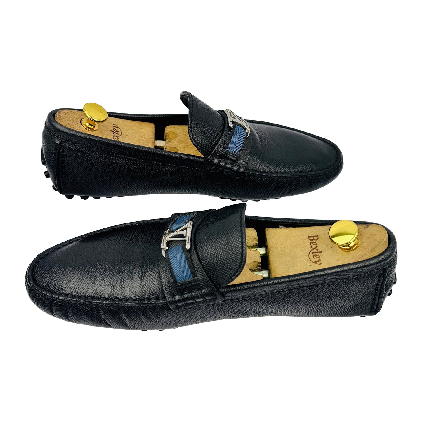 Cross image of Louis Vuitton Men's Hockenheim Black Leather Loafers (Size 43/43.5)