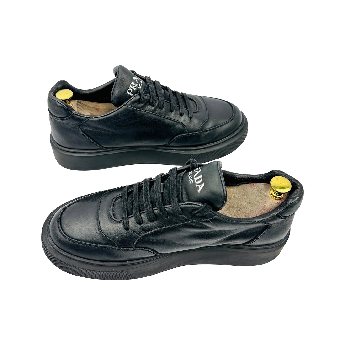 Prada Men's Black Leather Sneakers (Size 42.5/43) - 4E3453