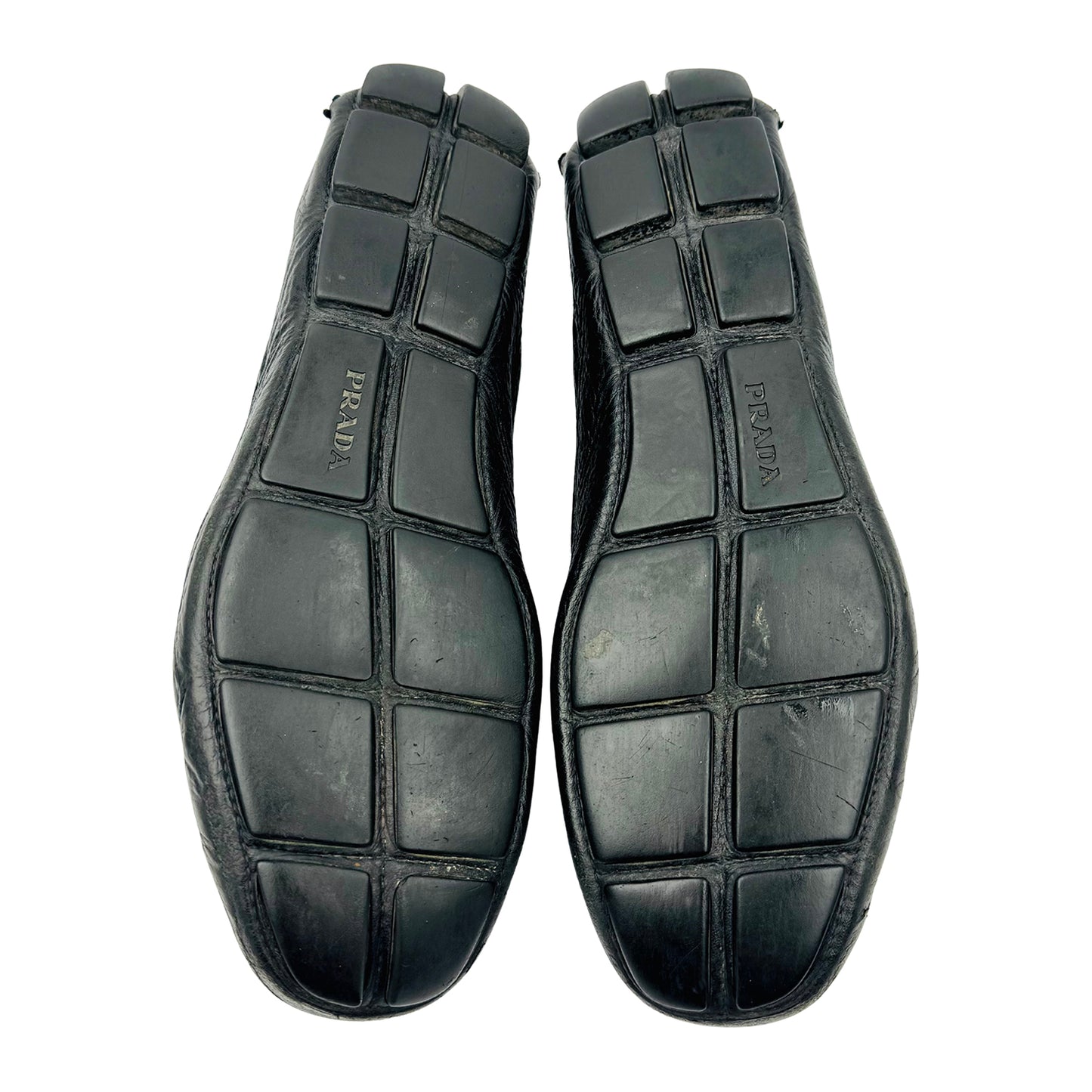 Prada Men's Black Pebbled Leather Driving Loafer (Size 41.5)