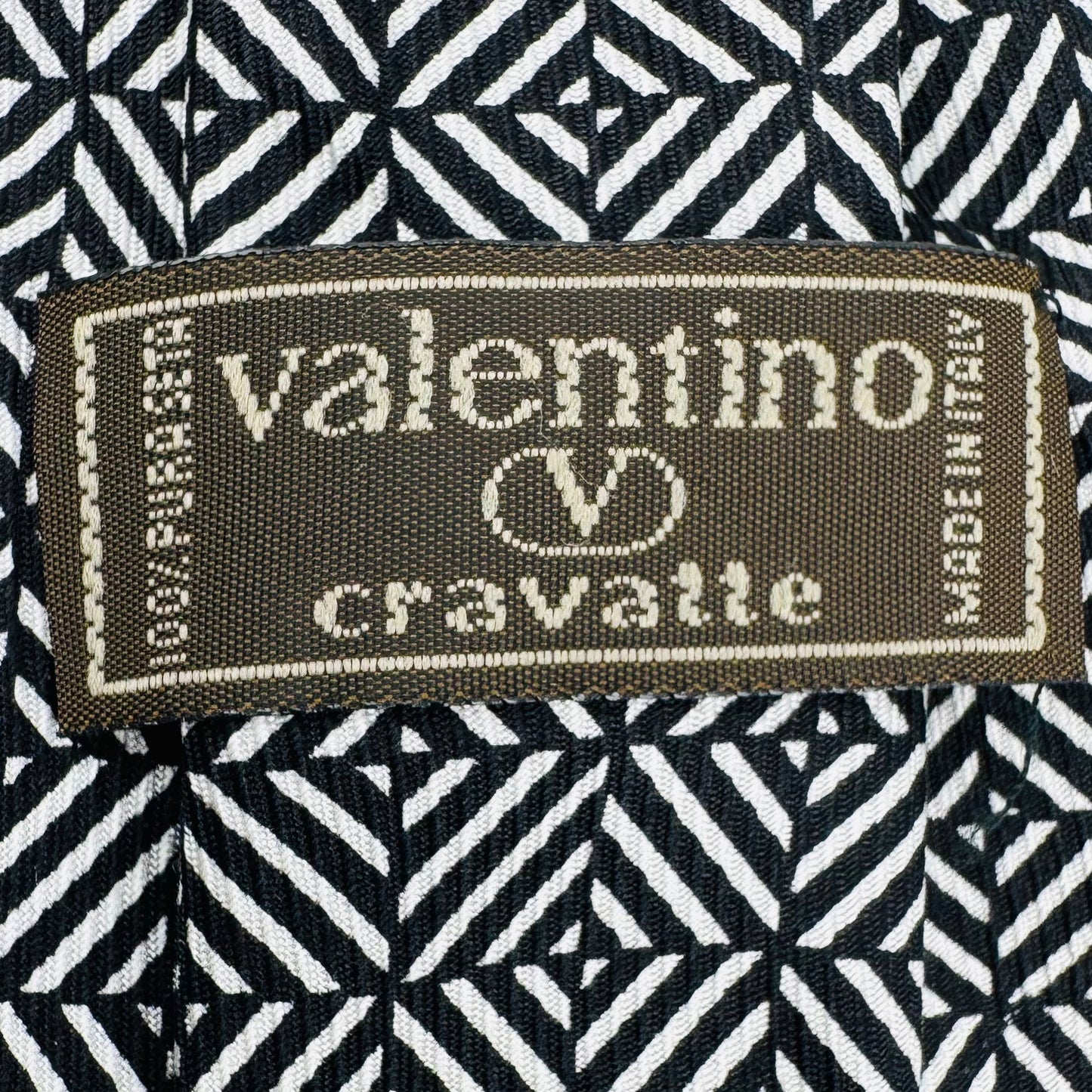 Valentino Black White 'Geometric Pattern' Tie (Size Regular)