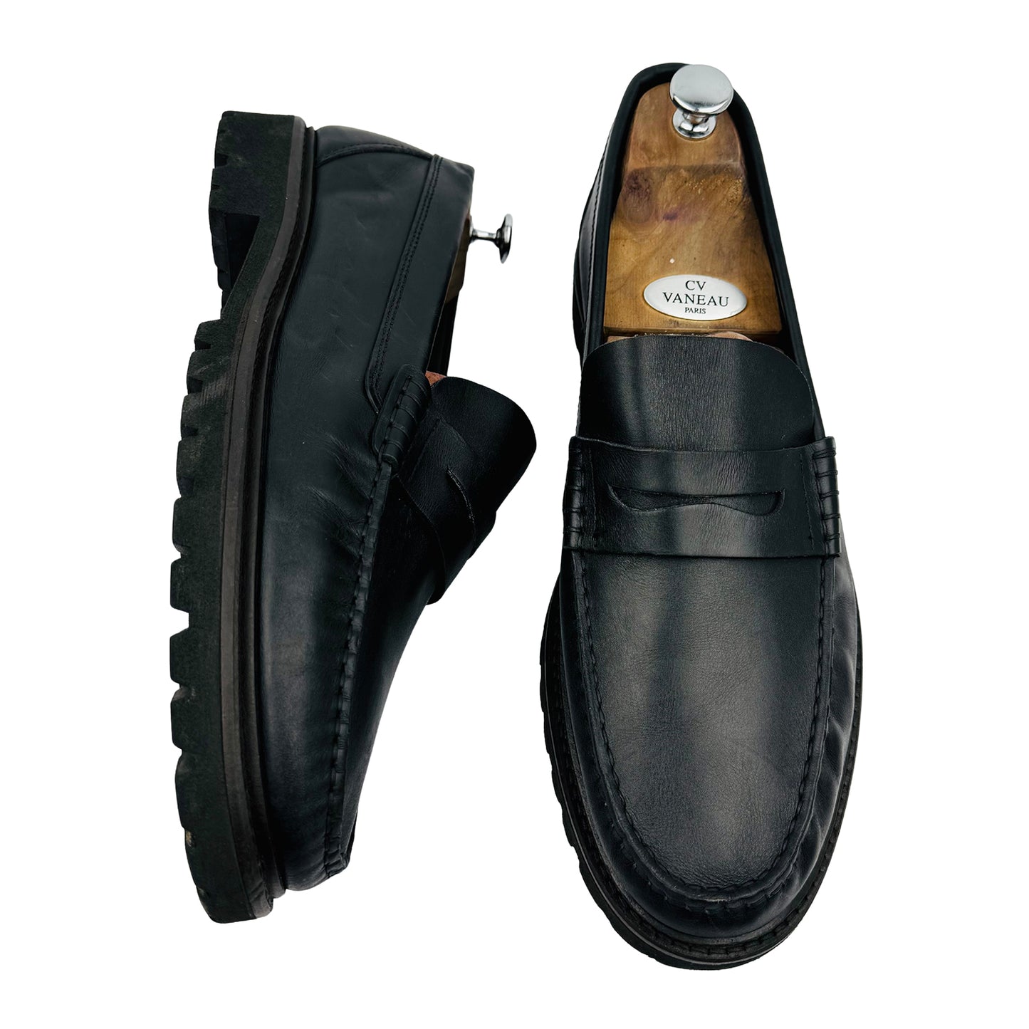 Massimo Dutti Black Leather Track Sole Loafer (Size 45.5/46)