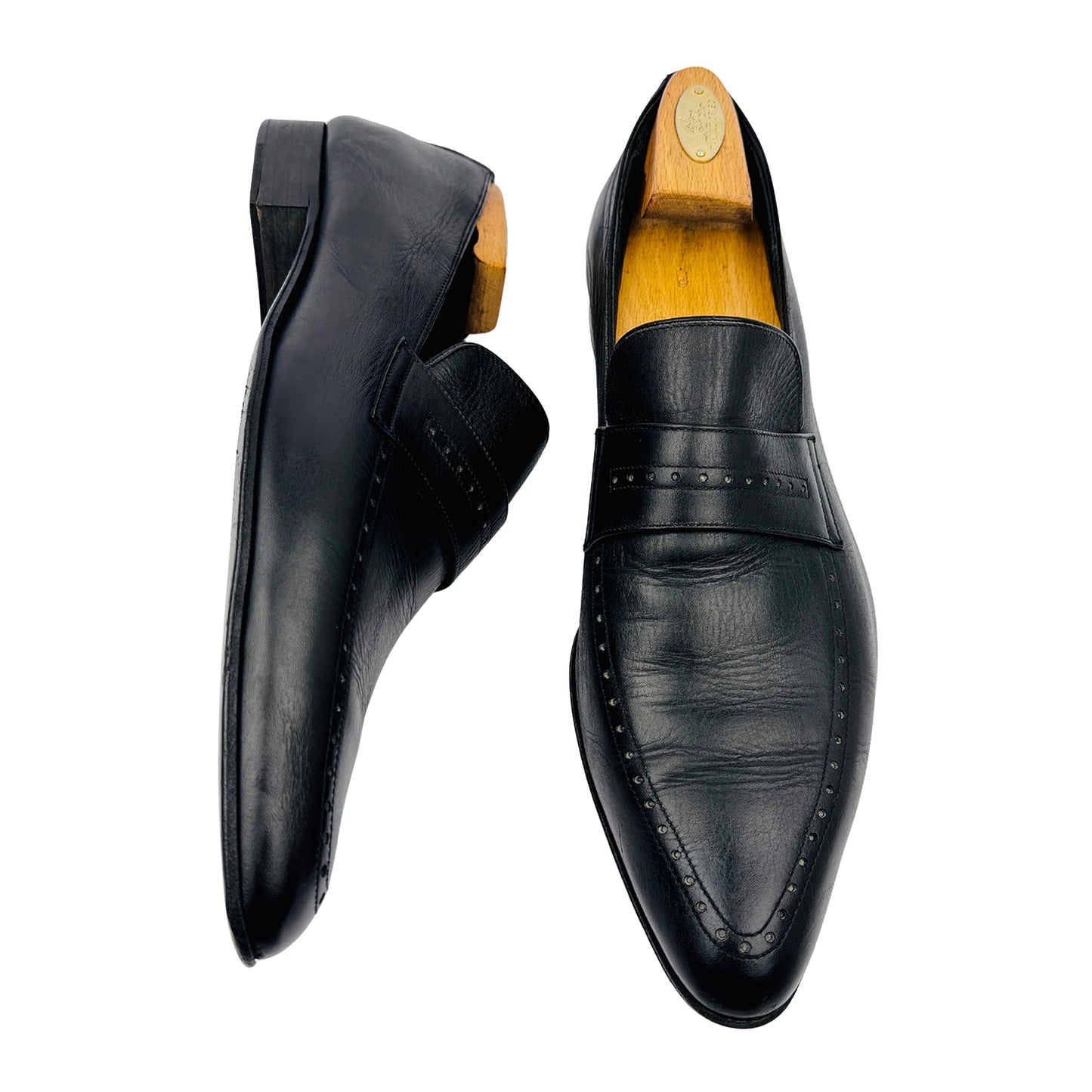 Charles Jourdan Black Leather Penny Loafers (Size 43.5)