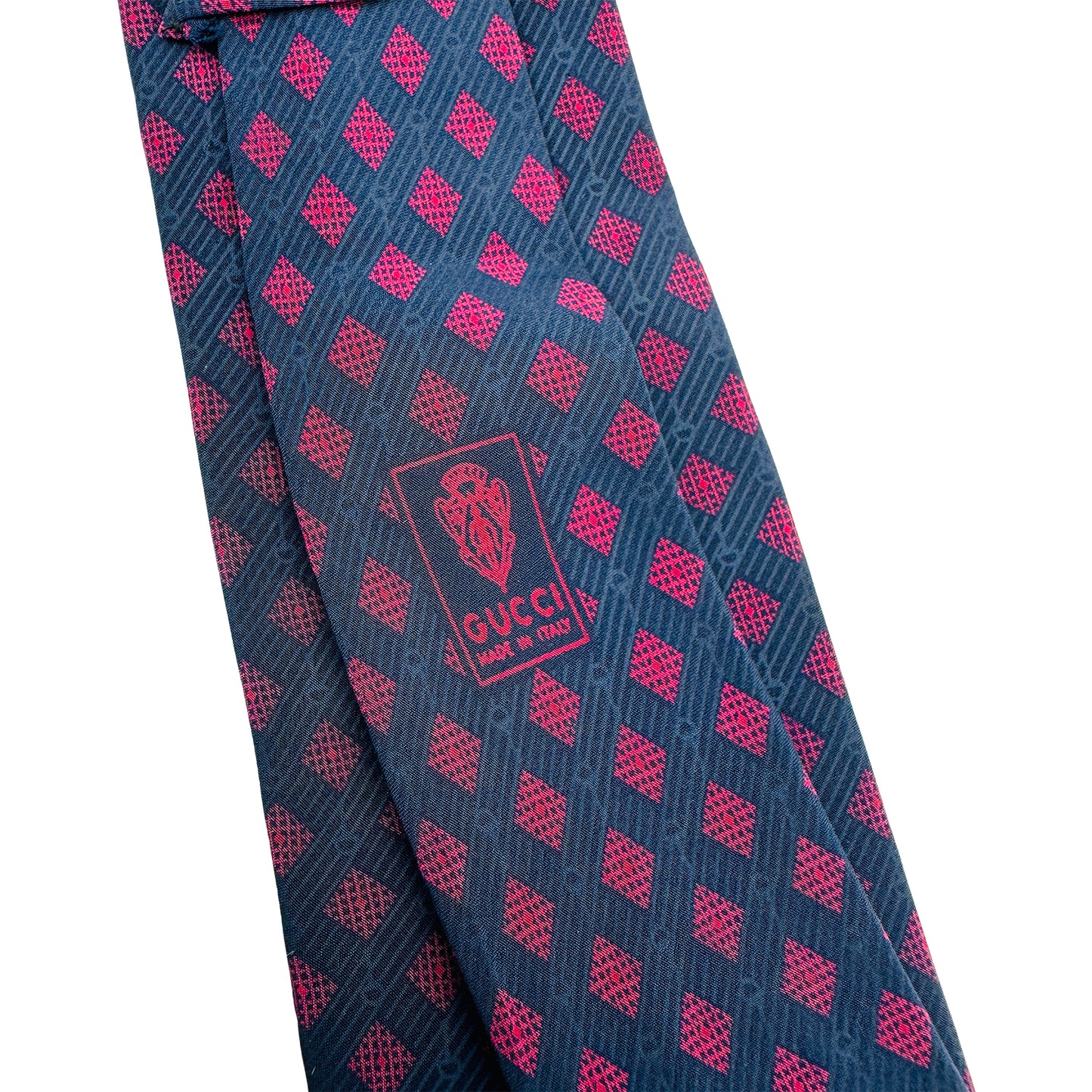 Gucci Navy 'Diamond Pattern' Tie (Size Regular)