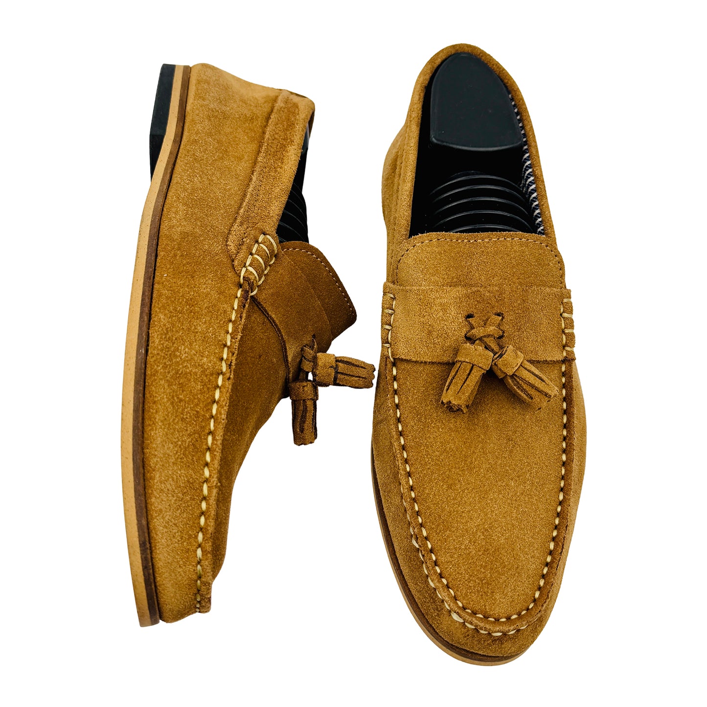 River Island Men's Suede Tassel 'Camel' Loafers (Size 42)