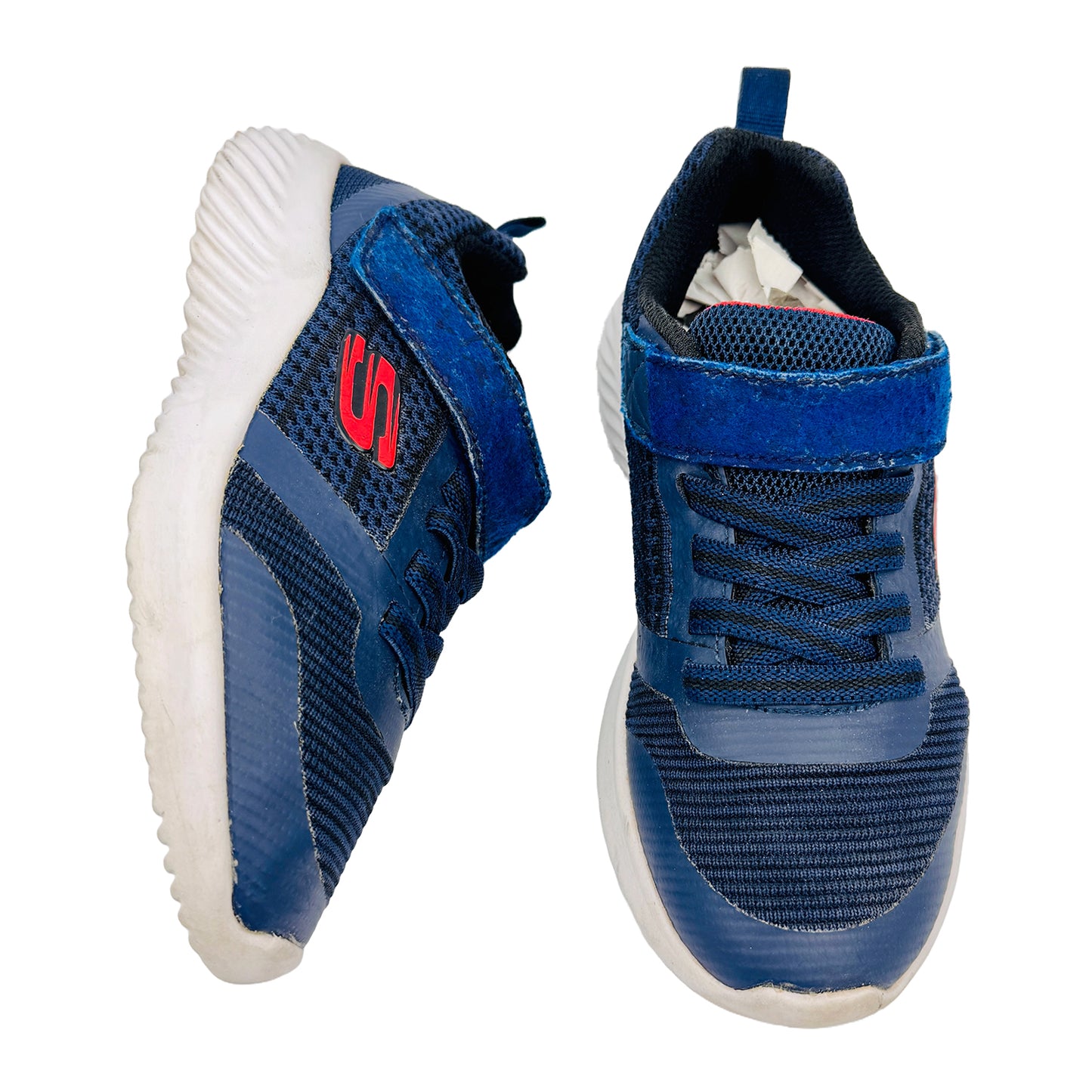 One Front One Cross image of Skechers Kid's Bounder Zallow Shoes (Size 31) 98302L NVBK