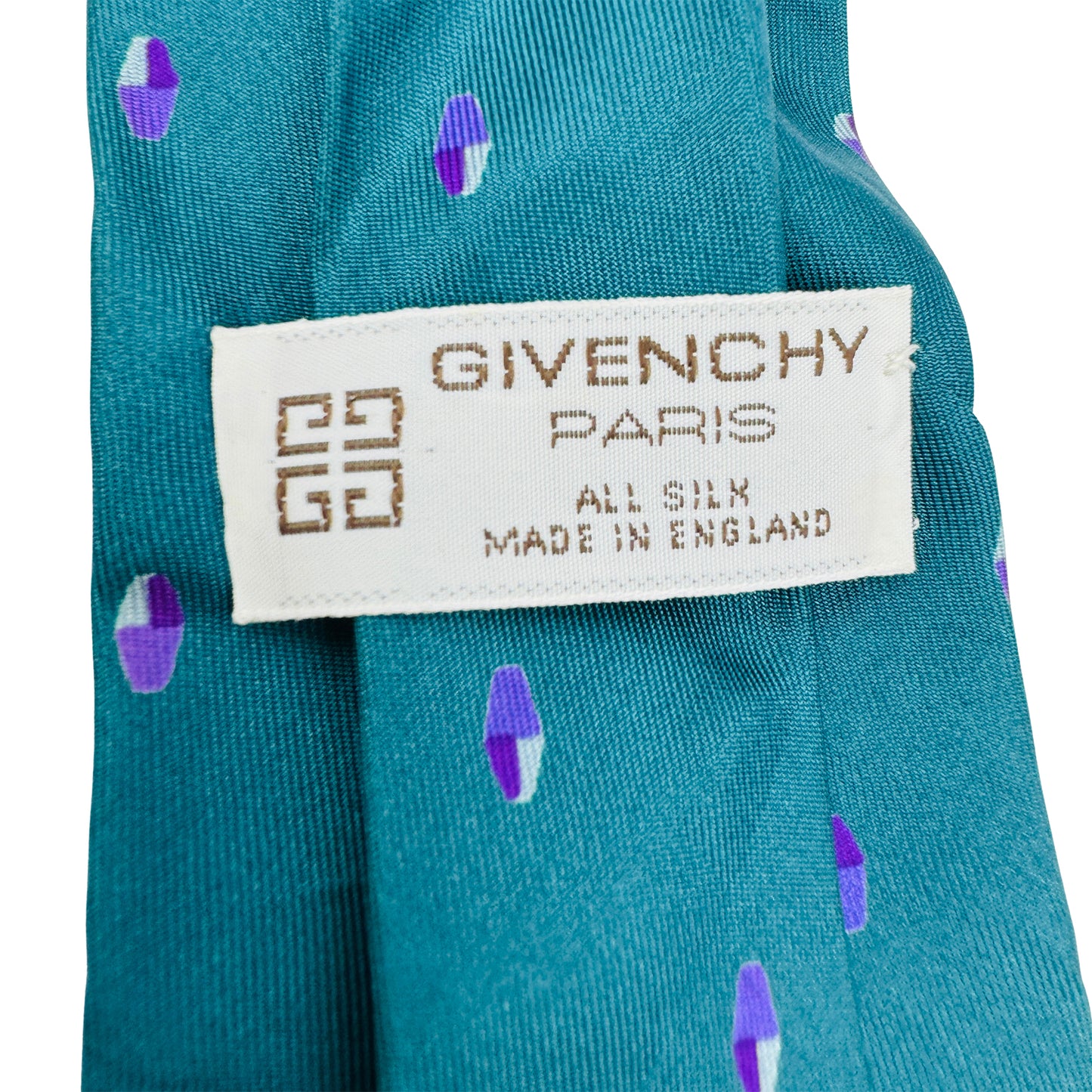 Givenchy Deep Greenish-Blue 'Geometric Motifs' Tie (Size Regular)