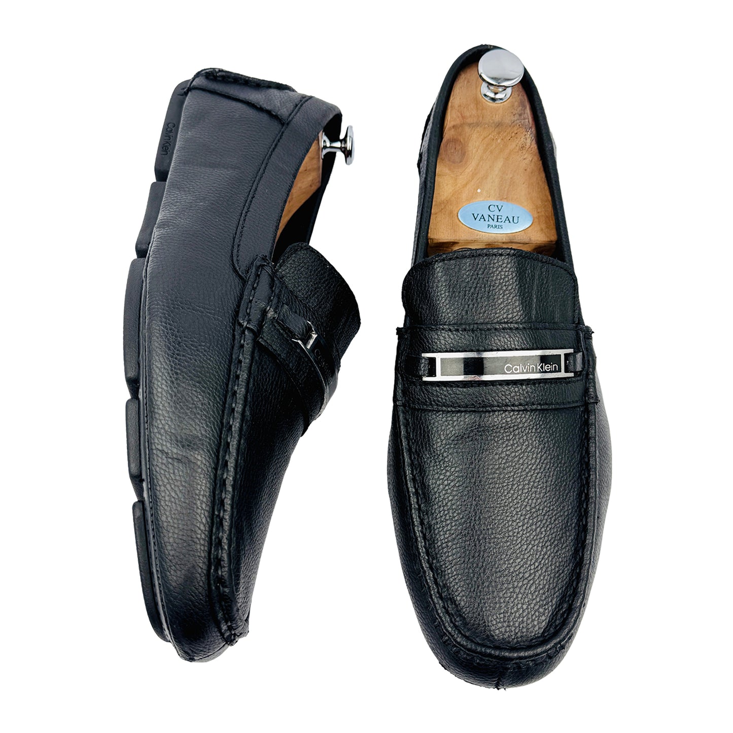 Calvin Klein Merver Black Pebbled Leather Loafers (Size 45.5/46) - CMMERVE-R