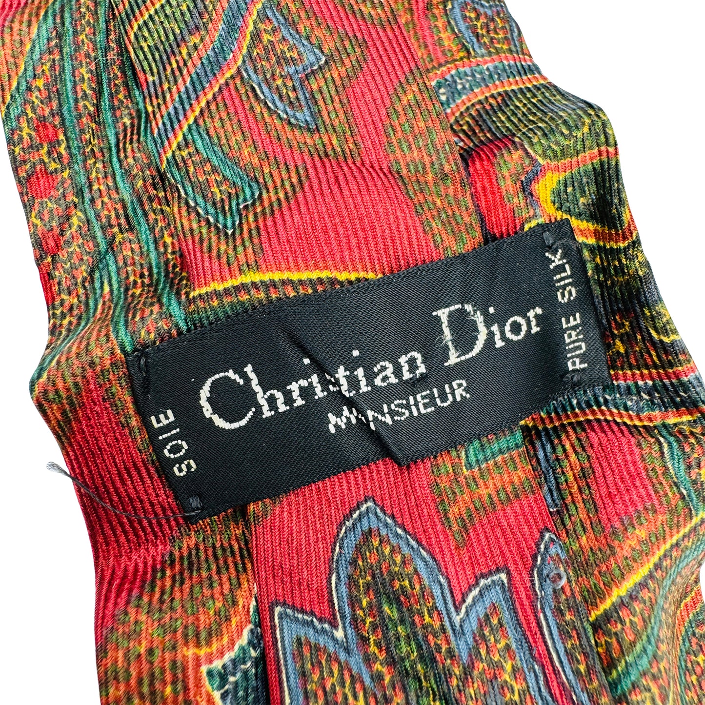 Christian Dior Red 'Paisley Pattern' Tie (Size Regular)