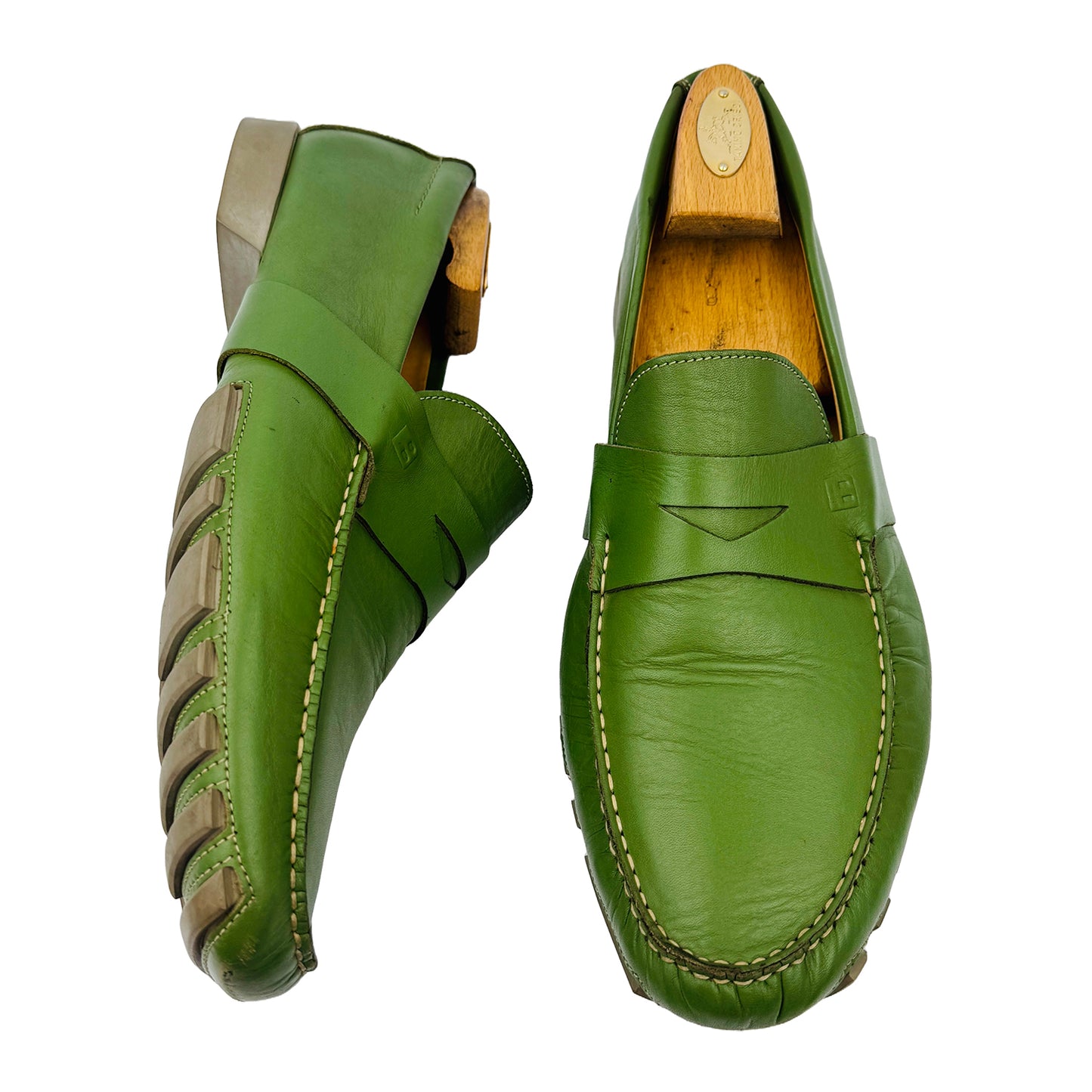 Bally Men's Saturno Green Leather Loafers (Size 45.5/46) - SATURNO-02
