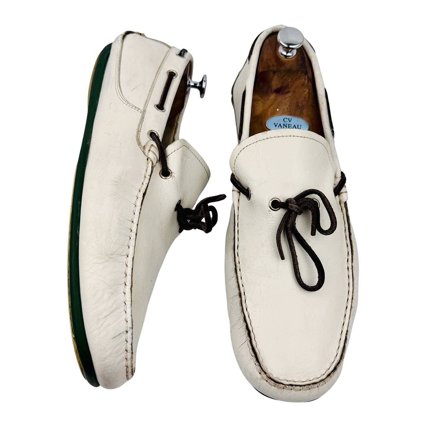 Salvatore Ferragamo Men's White Leather Loafers (Size 46/46.5)