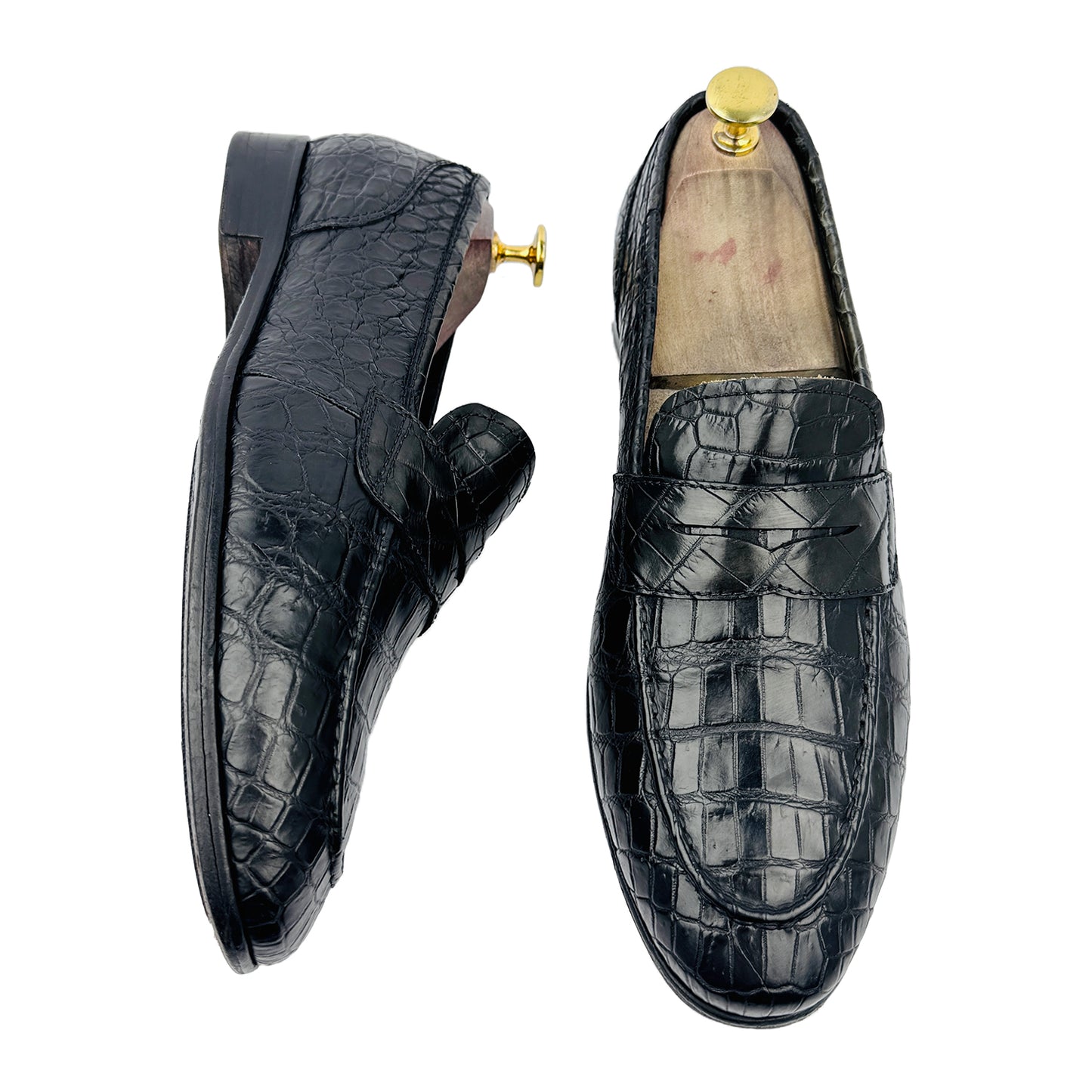 Saint Laurent Men's Crocodile Leather Black Loafers (Size 40/40.5)