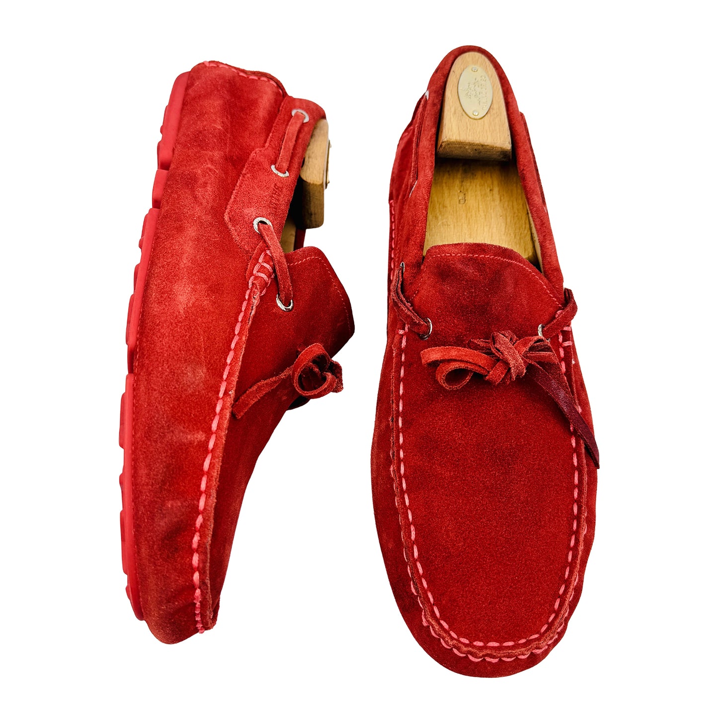 Bally Men's Red Dramer Suede Loafers (Size 44/44.5)