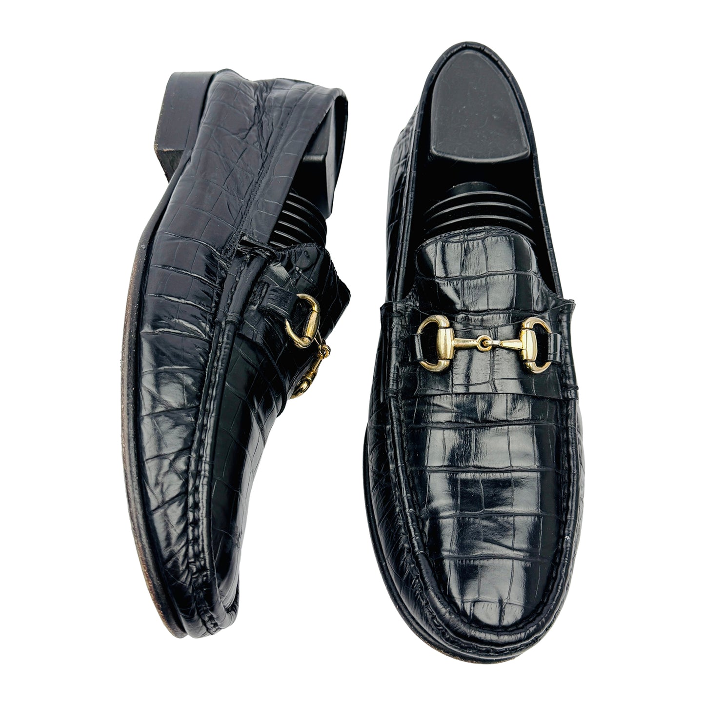 Gucci Men's Leather Croc-Embossed Horsebit Loafers (Size 40/40.5)