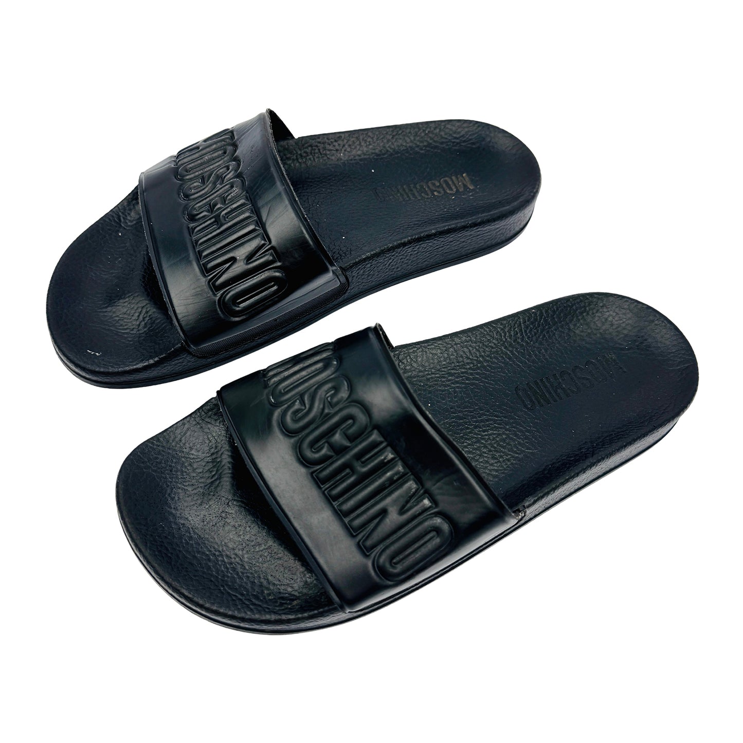 Moschino Black Logo Pool Slides (Size 37/37.5)