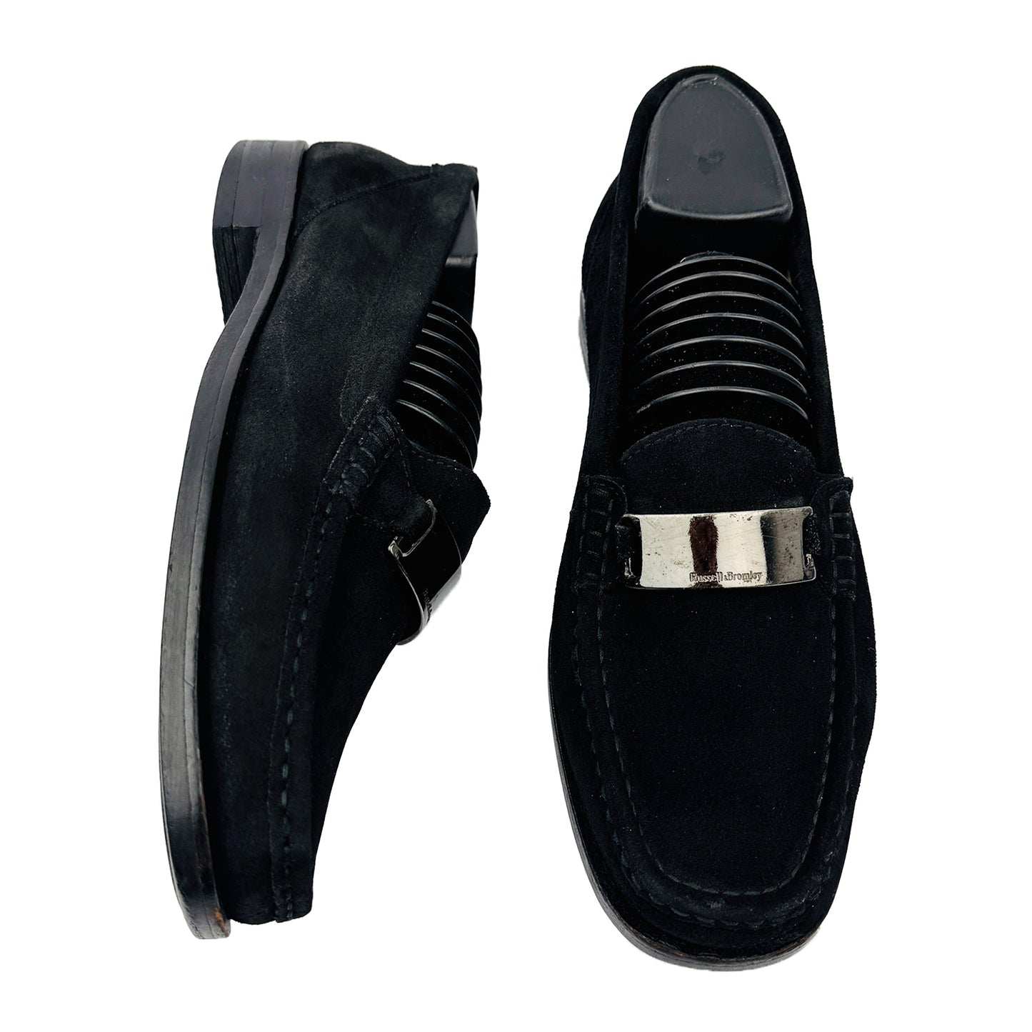 Russell & Bromley Buckle Black Suede Loafers (Size 41/41.5)