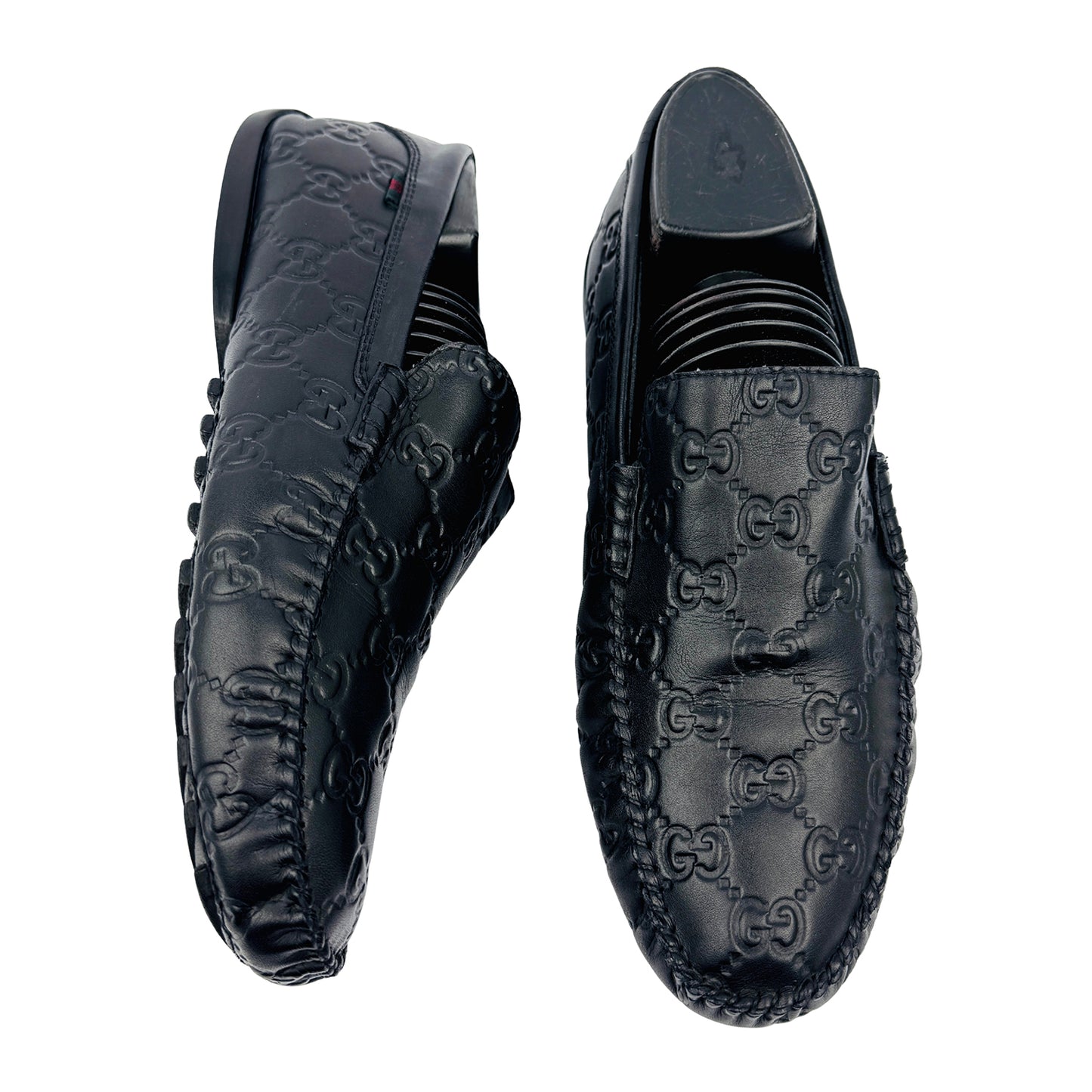 Gucci Signature GG Black Debossed Loafers (Size 39/40)