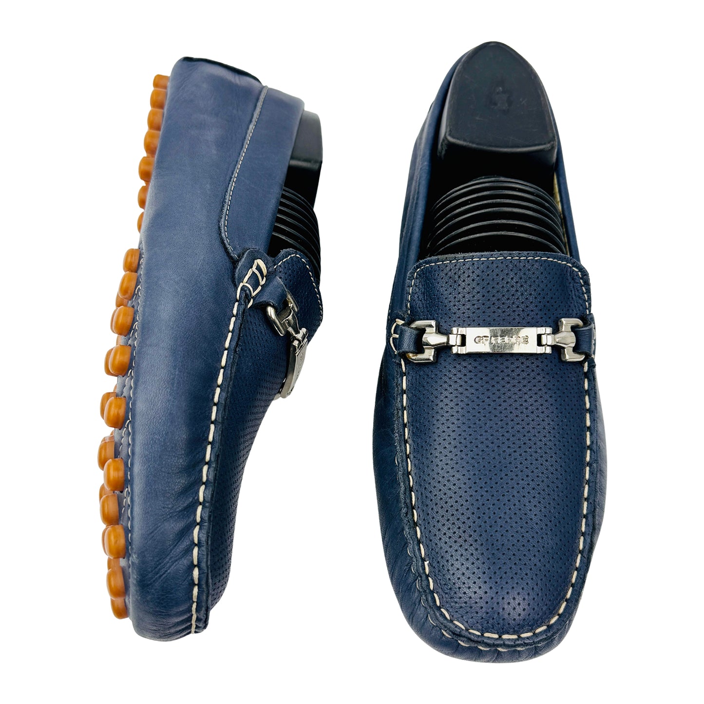 One Front One Cross image of Gianfranco Ferre Men's Blue Moccasins (Size 39/39.5)