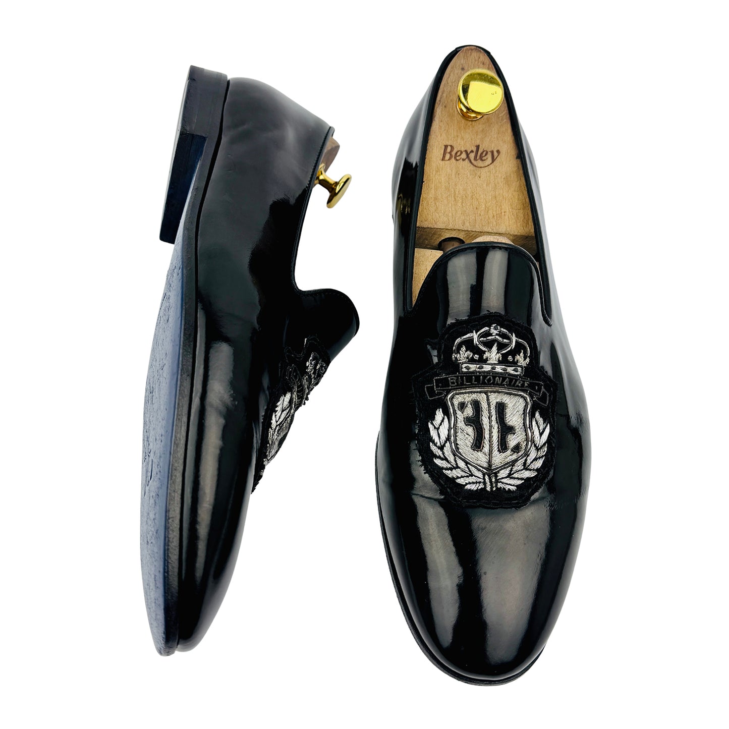 Billionaire Men's Patent Embossed Logo Loafers (Size 42.5/43)