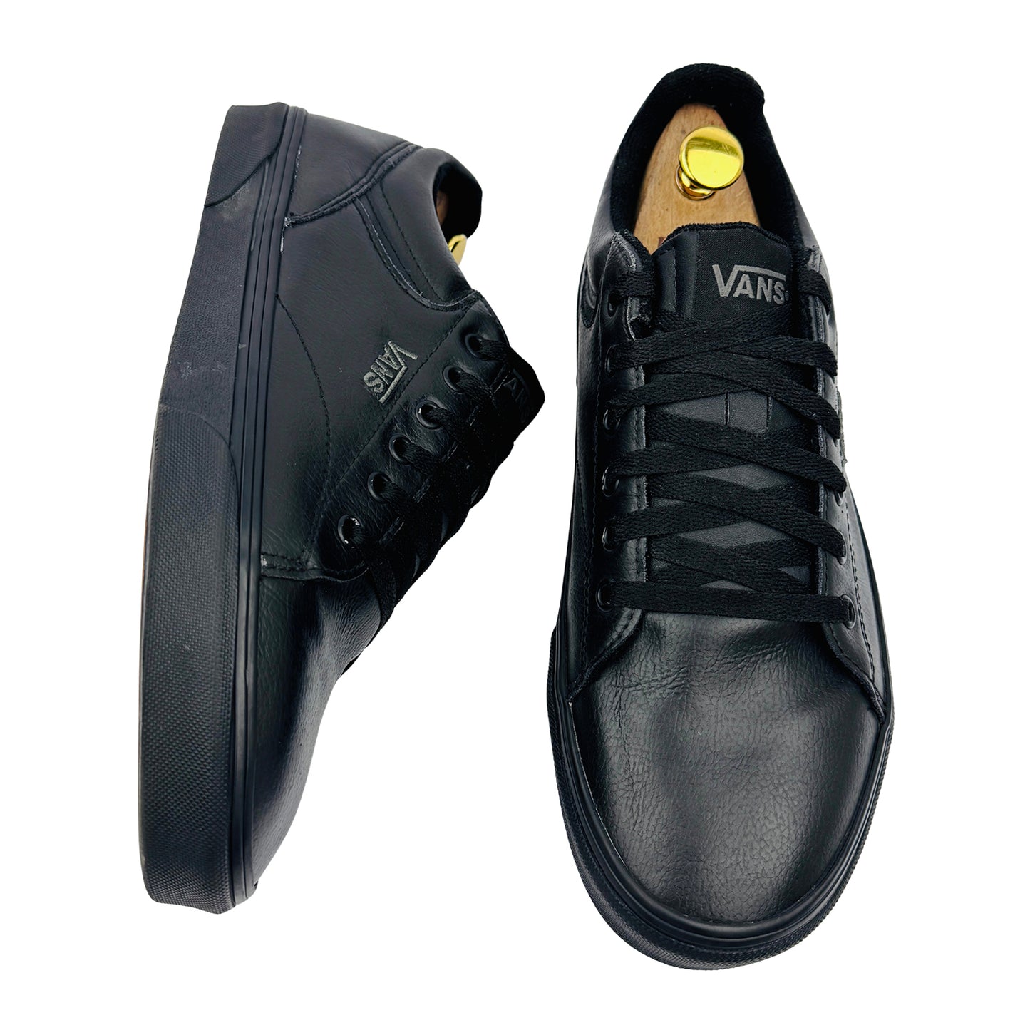 Vans Men's Atwood Black Leather Classic Sneakers (Size 43)