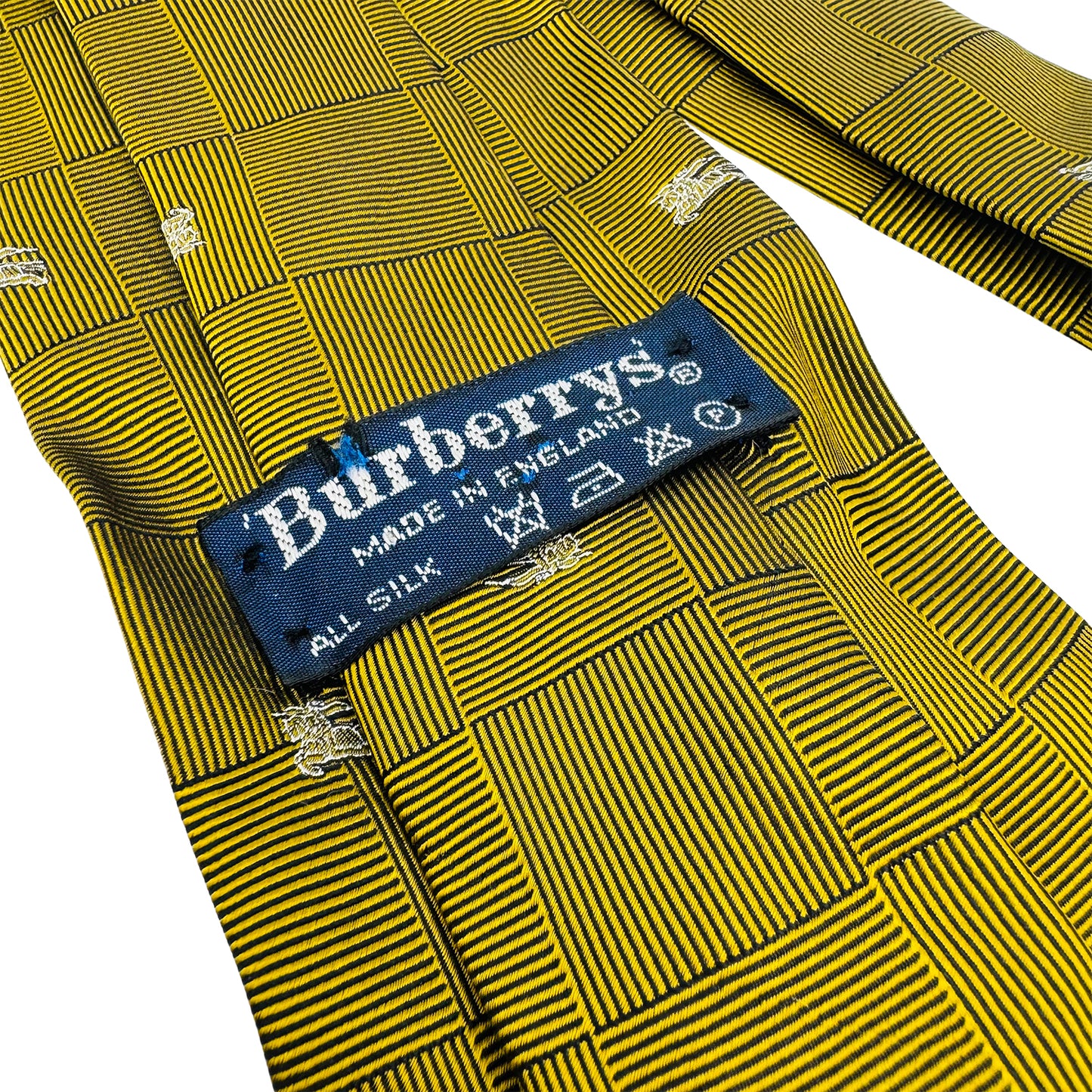 Burberry Mustard Check Blocks Silk Tie (Size Regular)