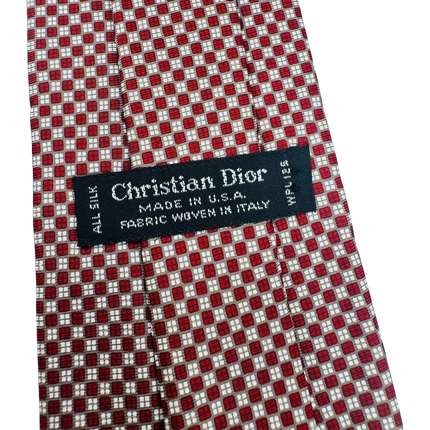 Christian Dior Burgundy 'Checkered Squares' Tie (Size Regular)