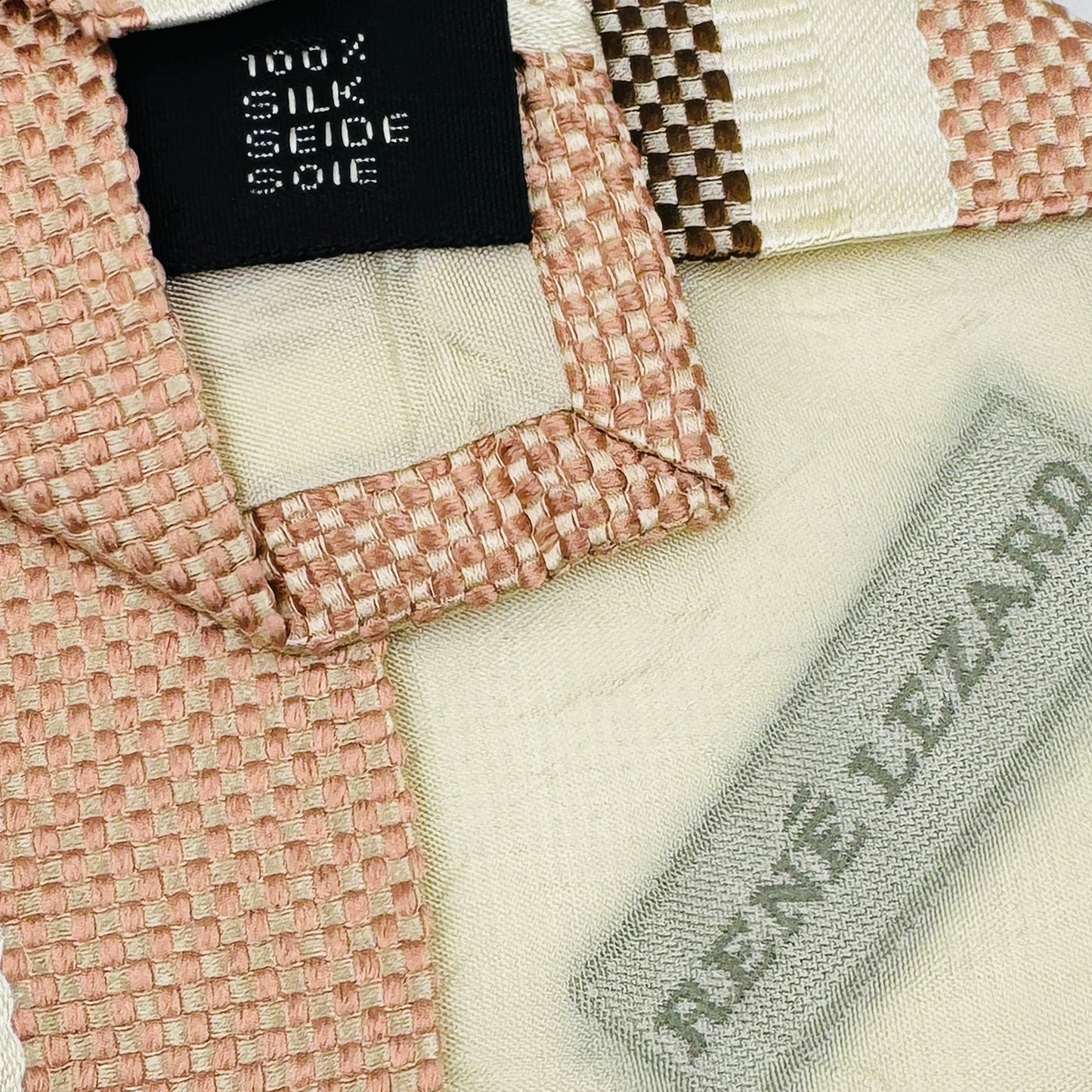 René Lezard Peach 'Diagonal Stripes' Tie (Size Regular)