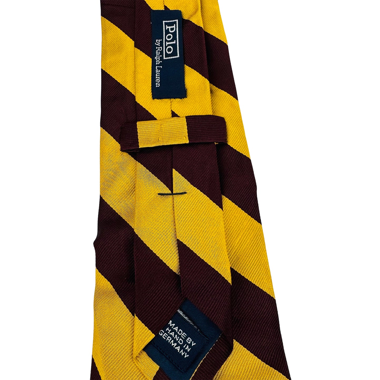 Ralph Lauren Polo Mustard Yellow 'Maroon Stripes' Tie (Size Regular)