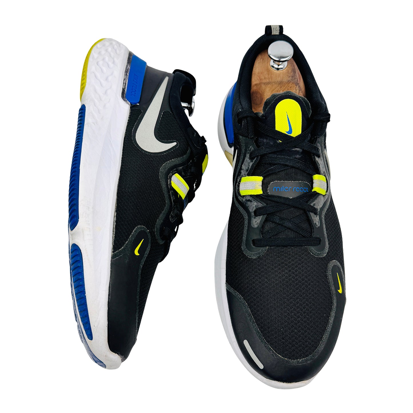 Nike Men's React Miler 'Black Cyber Blue' Shoes (Size 45) - CW1777-011