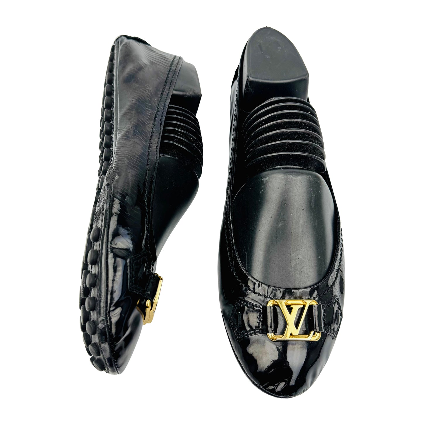 Louis Vuitton Black Patent Leather Flats (Size 39/39.5)