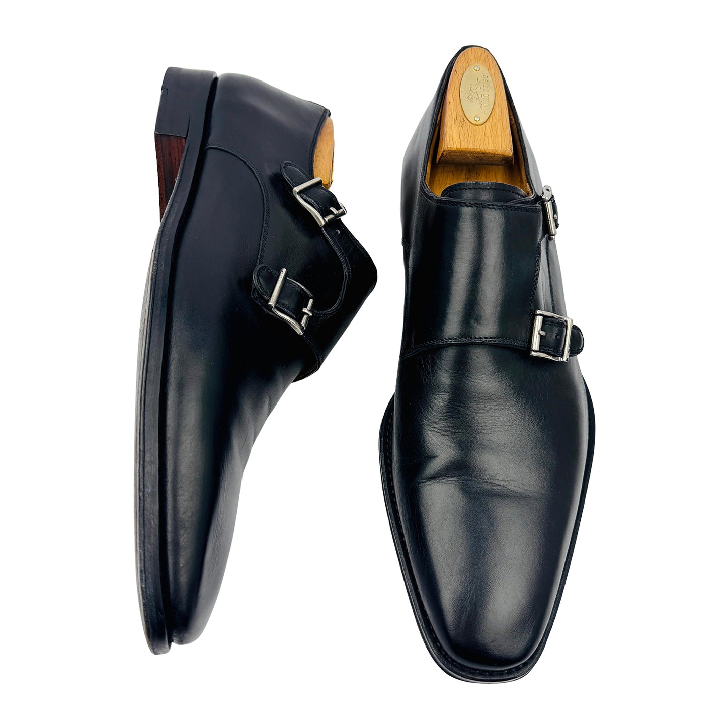 Magnanni Miro Double Monk Strap Black Shoes (Size 42) - 13274