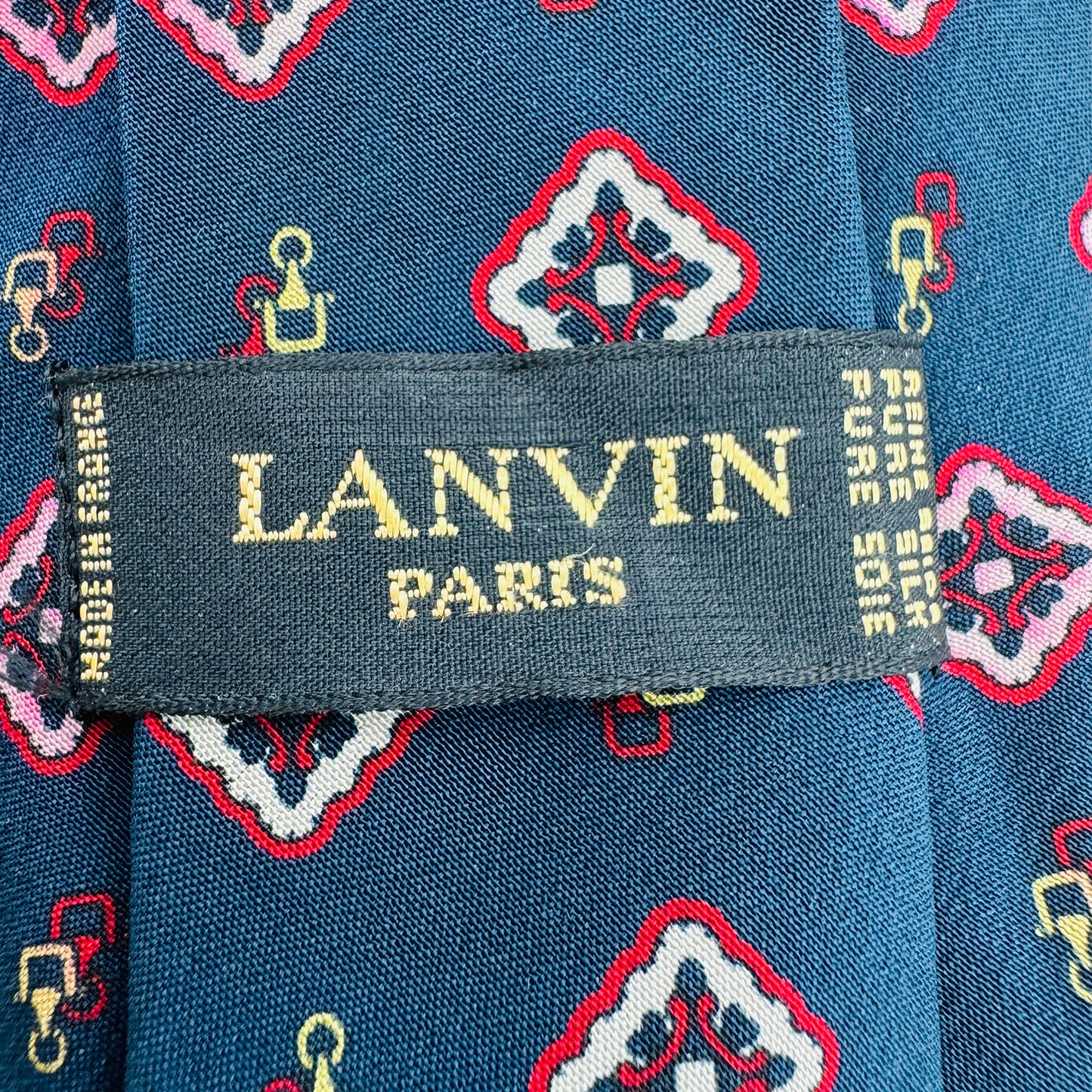 Lanvin Navy Blue 'Geometric Patterns' Tie (Size Regular)
