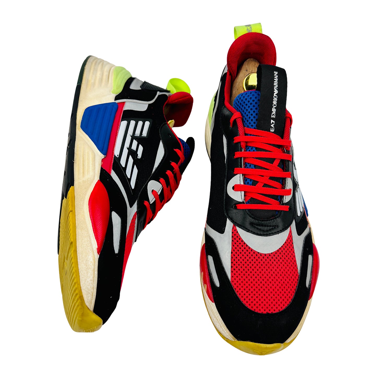 Emporio Armani EA7 Red Blue Chunky Sneakers (Size 41.5/42)