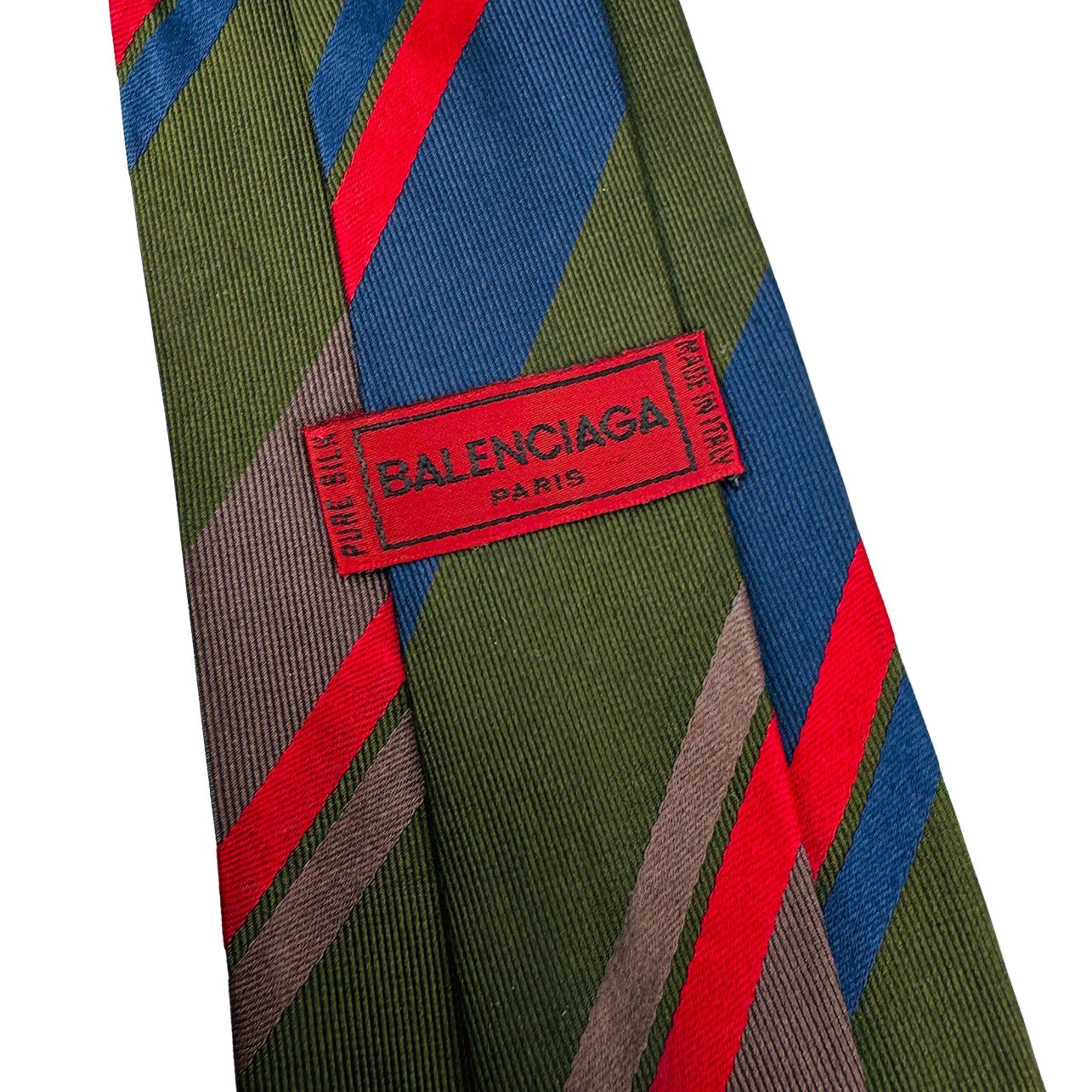Balenciaga Olive Green 'Diagonal Stripes' Tie (Size Regular)