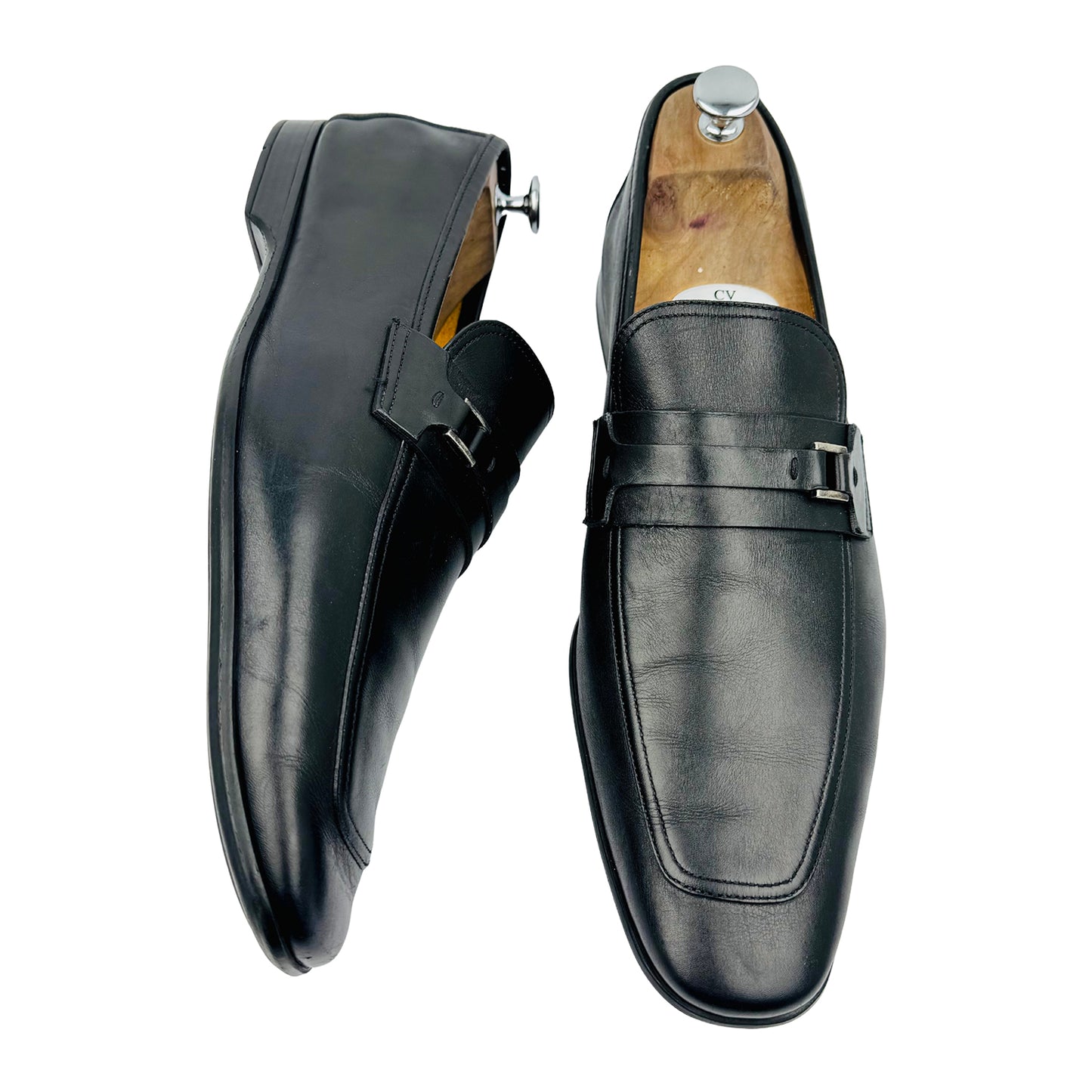 Magnanni Men's Black Leather Miengo Loafer (Size 45)