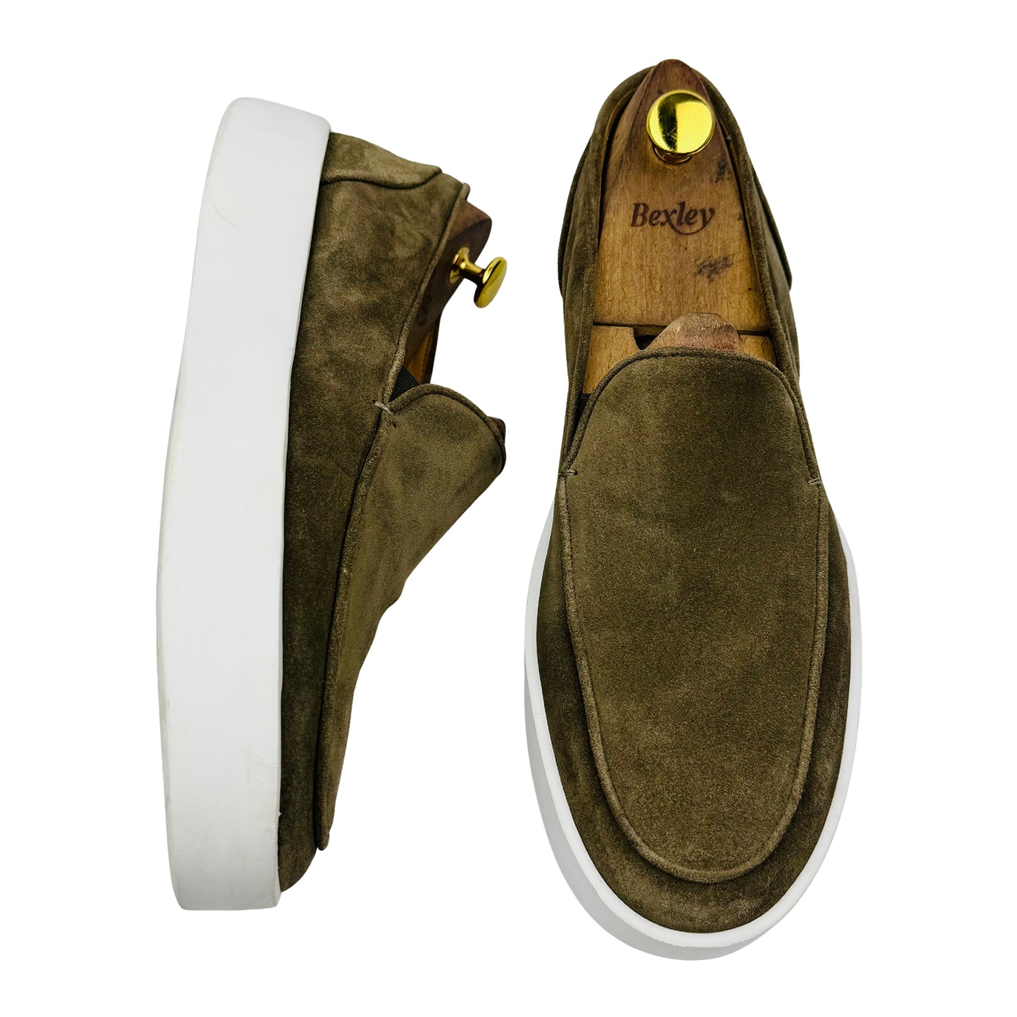 Fabiano Ricci Men's Olive Suede Slipon Loafer (Size 43)