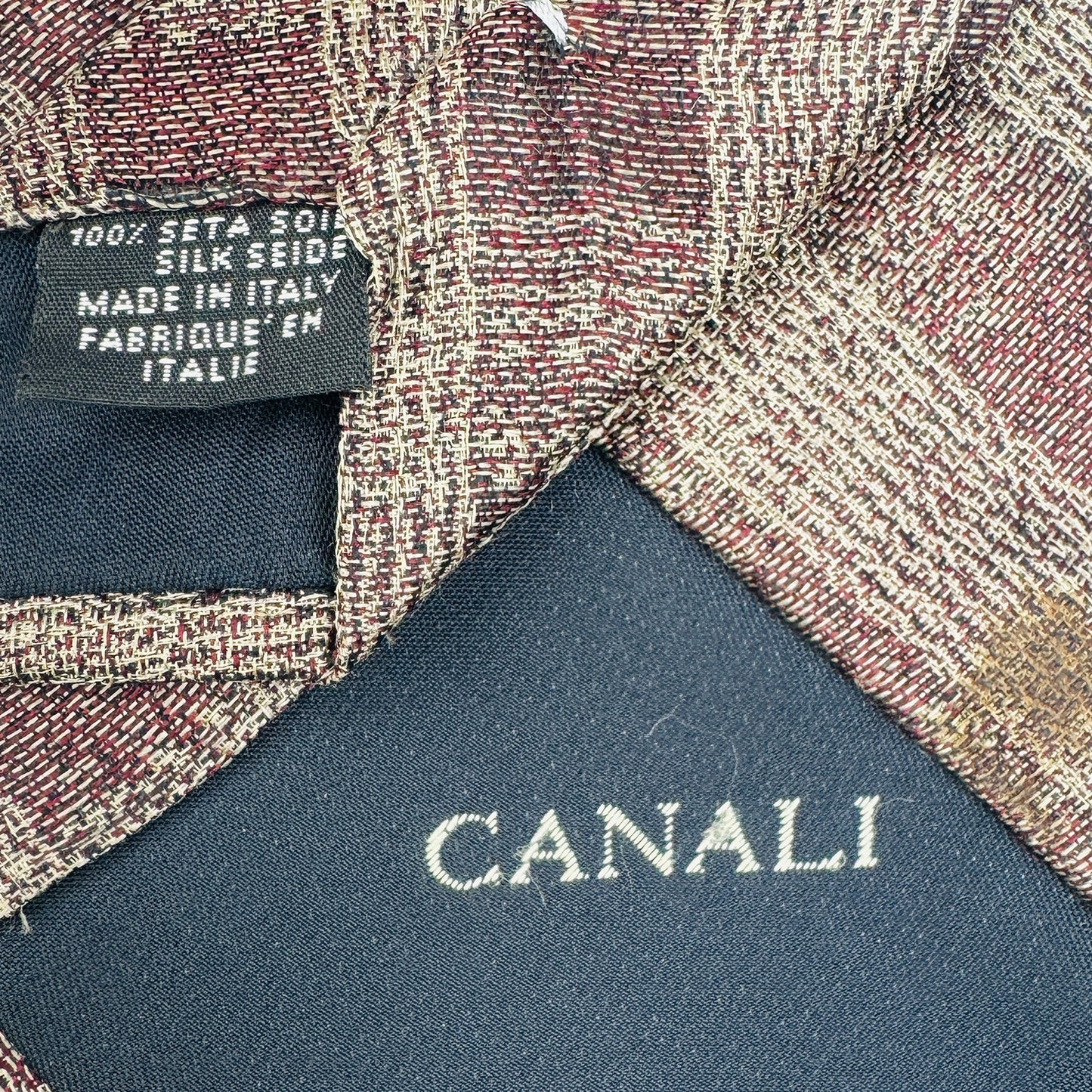 Canali Beige 'Diagonal Plaid' Silk Tie (Size Regular)
