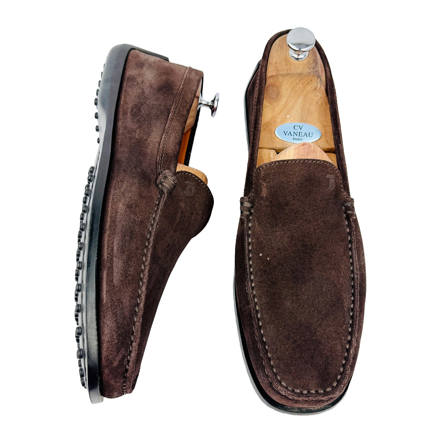Tods Men's Suede Dark Brown Loafers (Size 44/44.5)