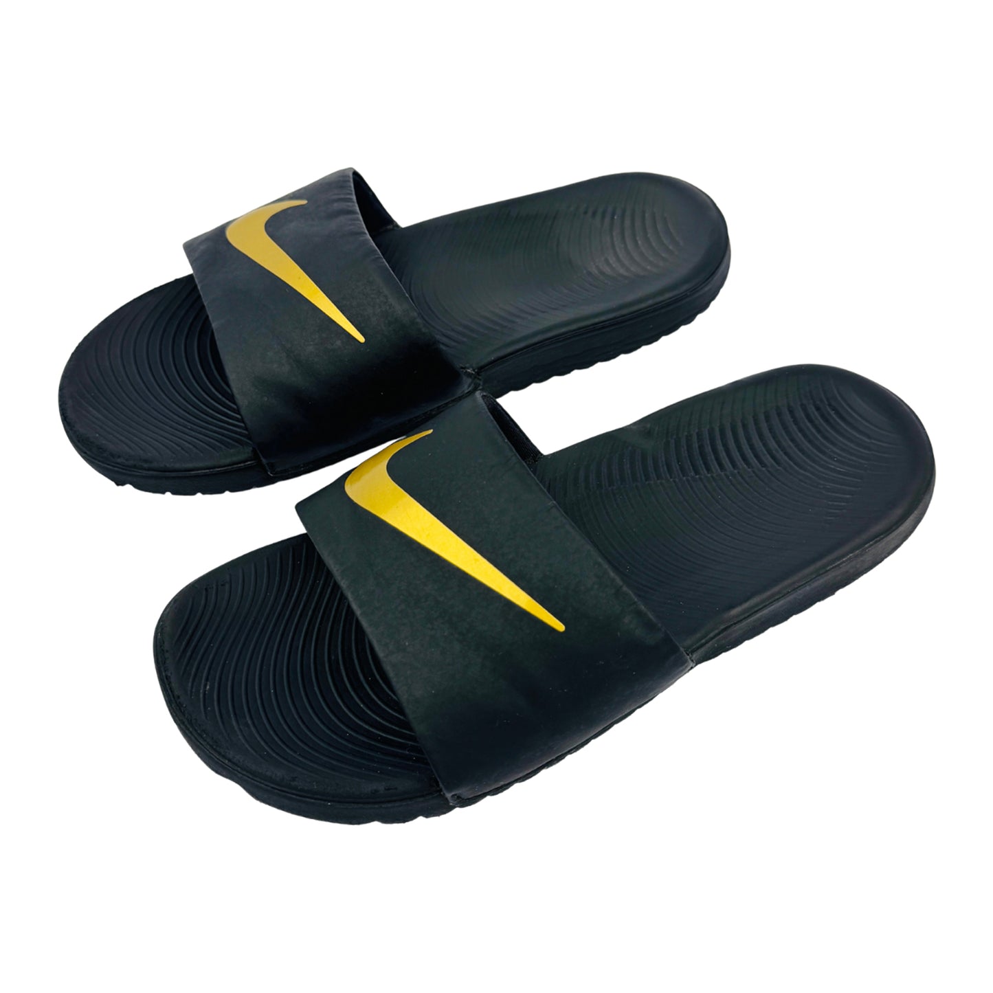 Left Side image of Nike Kawa Big Kid's Black Slippers (Size 37.5/38) - 819352-003