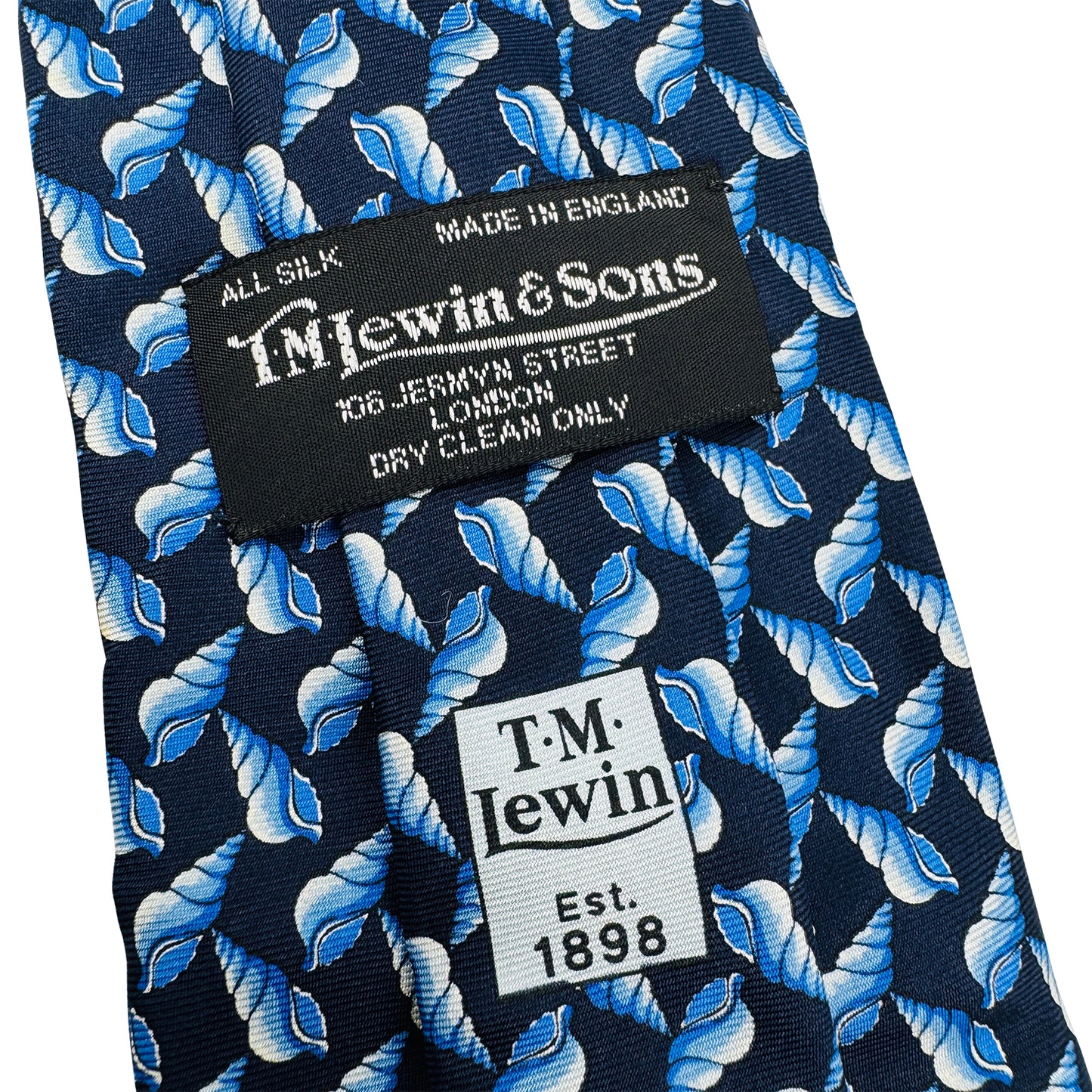 T.M. Lewin & Sons Navy 'Seashell Motifs' Tie (Size Regular)