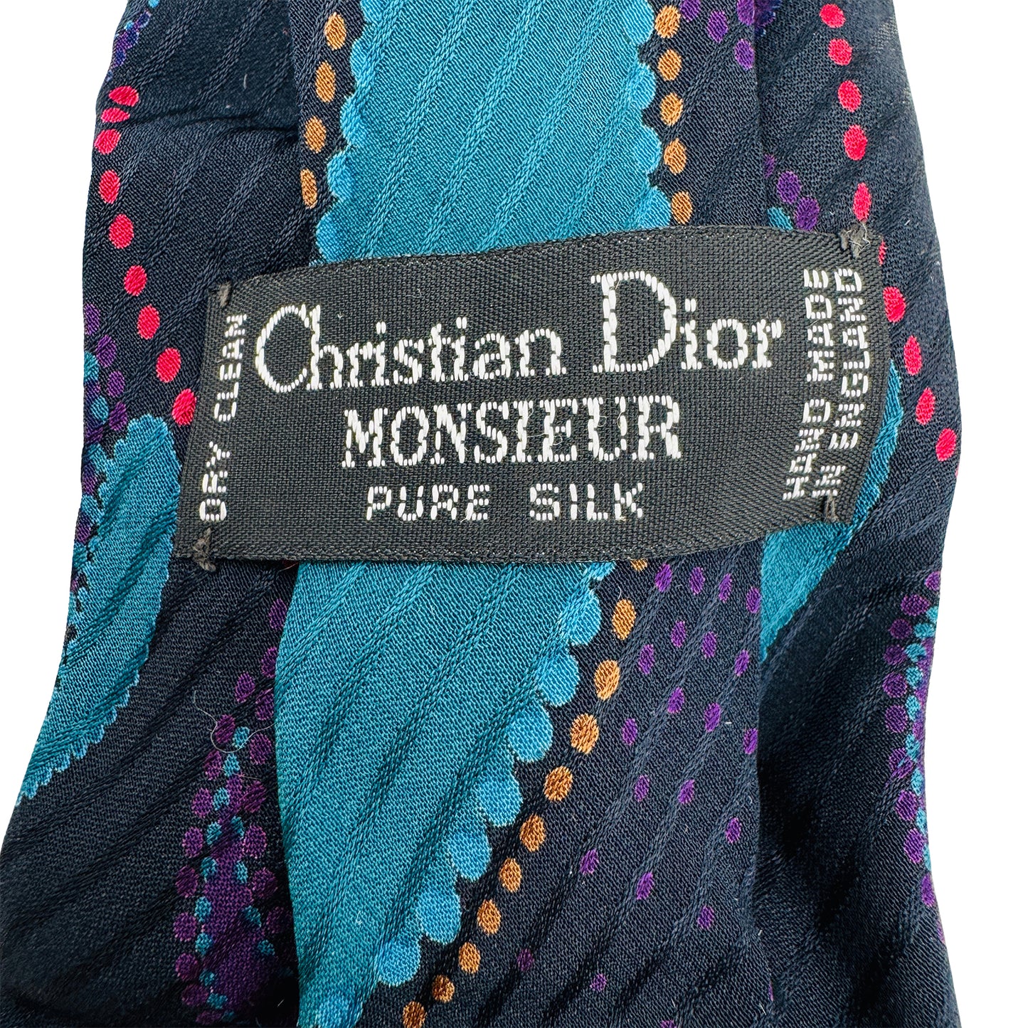 Christian Dior Black 'Dotted Pattern' Tie (Size Regular)