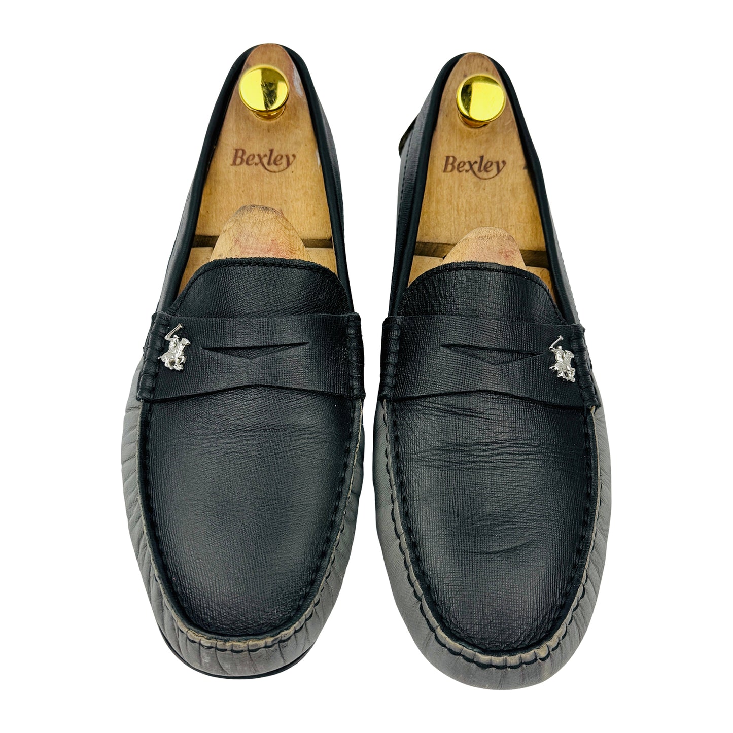 Berverly Hills Polo Club Grey Black Leather Loafers (Size 43)