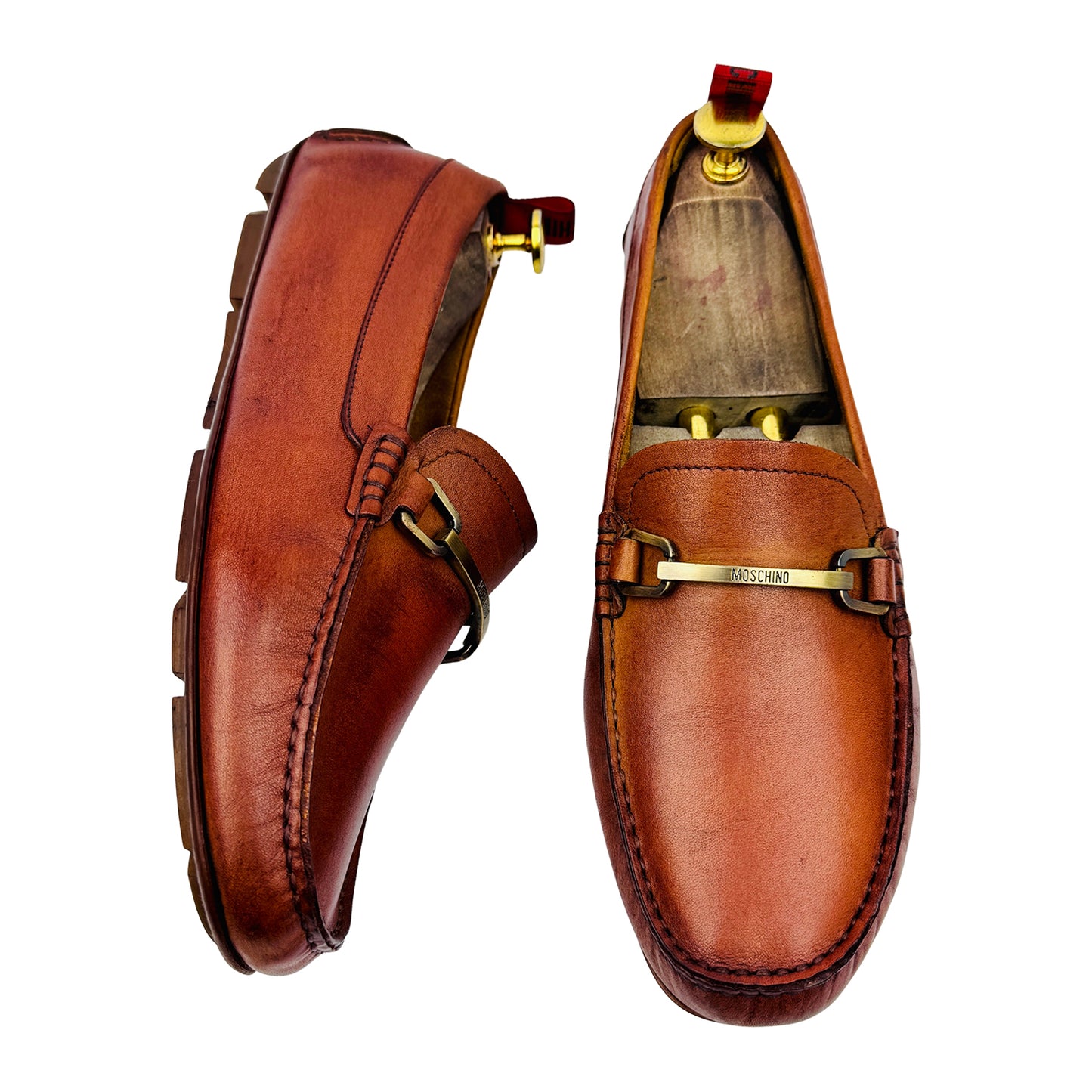 Moschino Brown Leather Driver Loafers (Size 40/40.5)