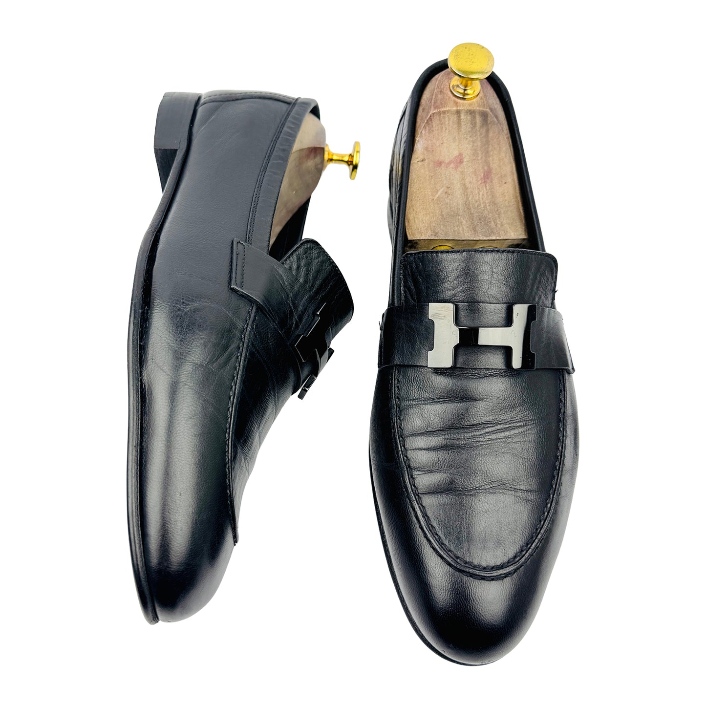 Hermes Paris Men's Signature 'H' Buckle Loafers (Size 41.5/42)