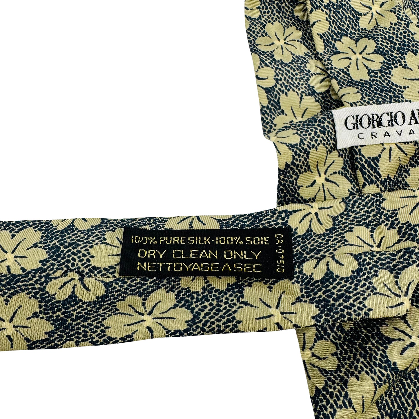 3857 Giorgio Armani Ink Blue 'Yellow Floral Pattern' Tie (Size Regular)